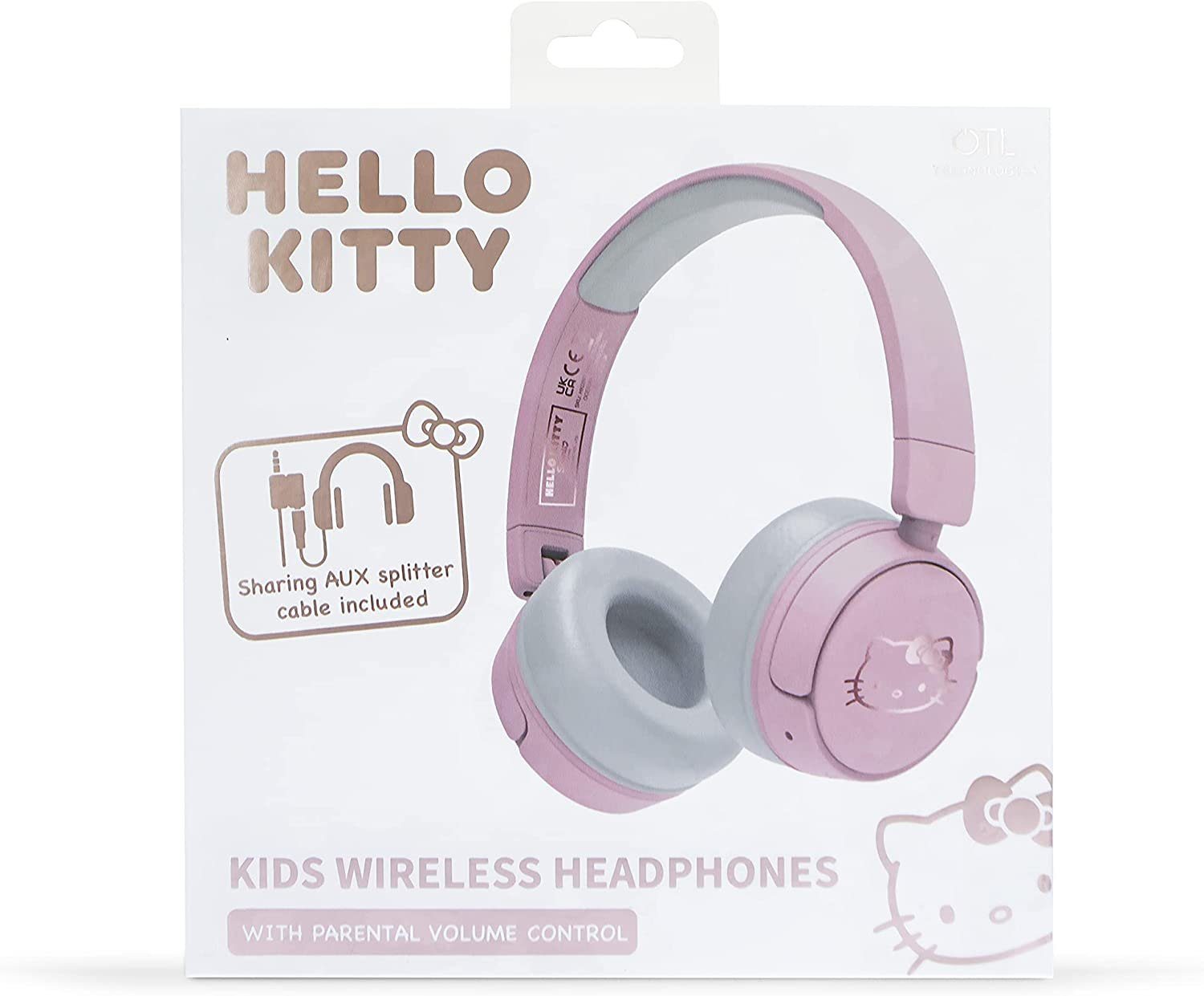 OTL Hello Kitty Bluetooth Kinder Lieferumfang 3,5-mm-Audio-Sharing-Kabel im enthalten) (Bluetooth, Kopfhörer Bluetooth-Kopfhörer