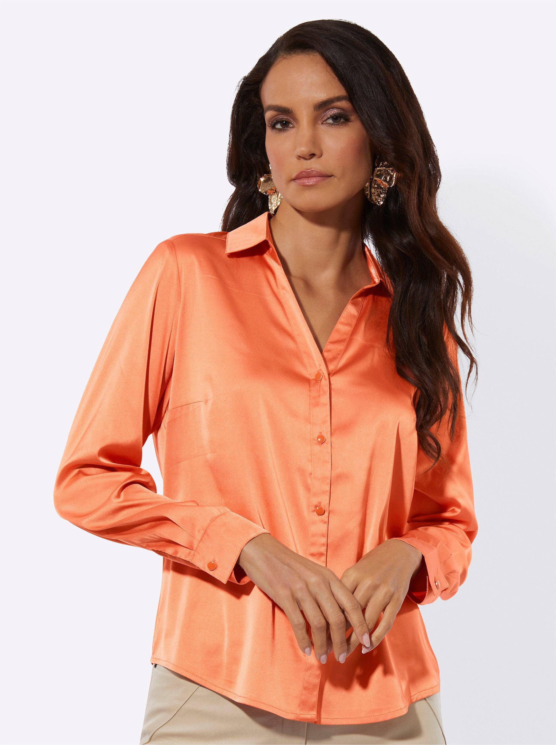 creation L Klassische Bluse Satin-Bluse Langarm