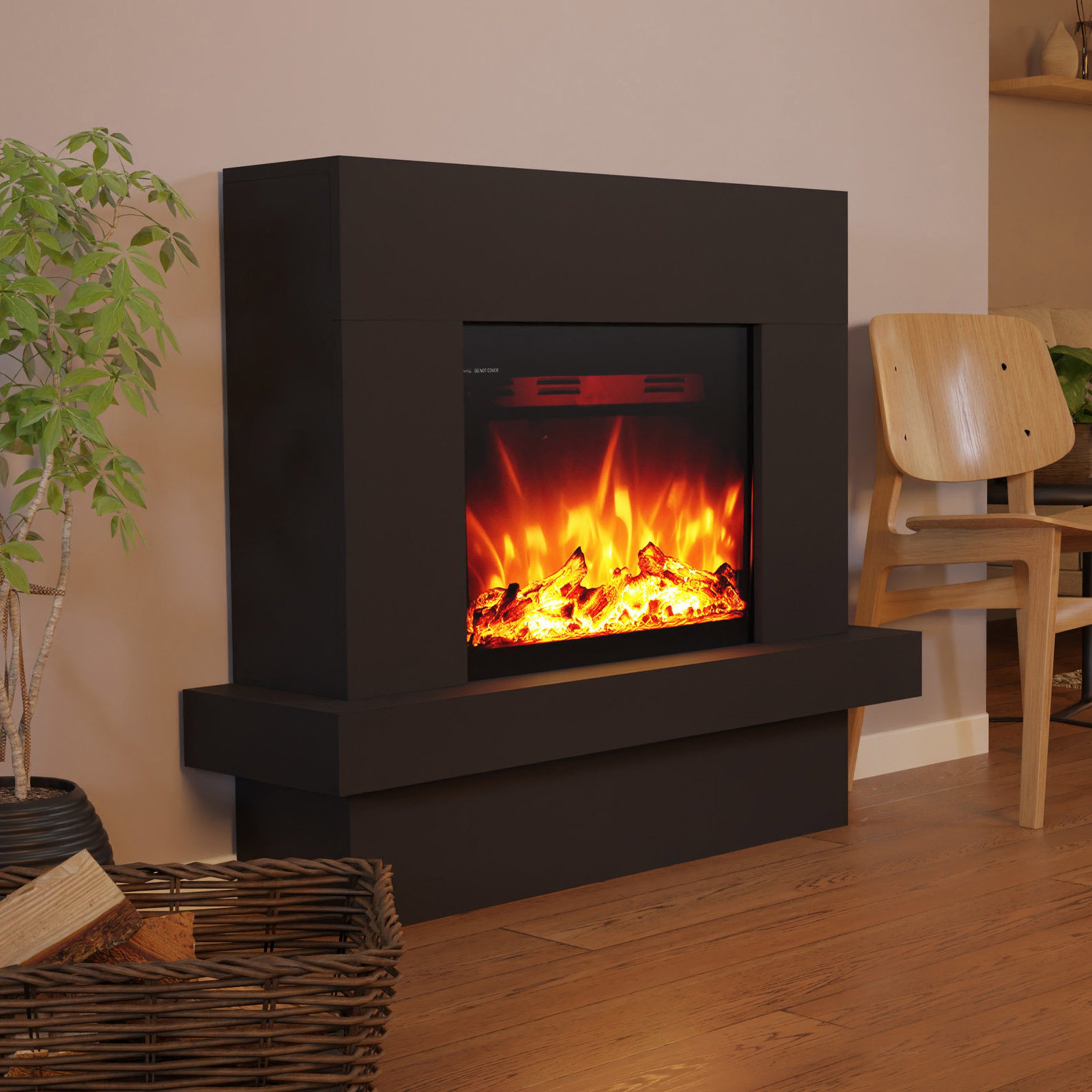 GF Core Elektrokamin PANDORA LED Kamin mit Heizung, Standkamin, Elektrischer Kamin mit 3-fach Farbwechsler und Knisterfunktion