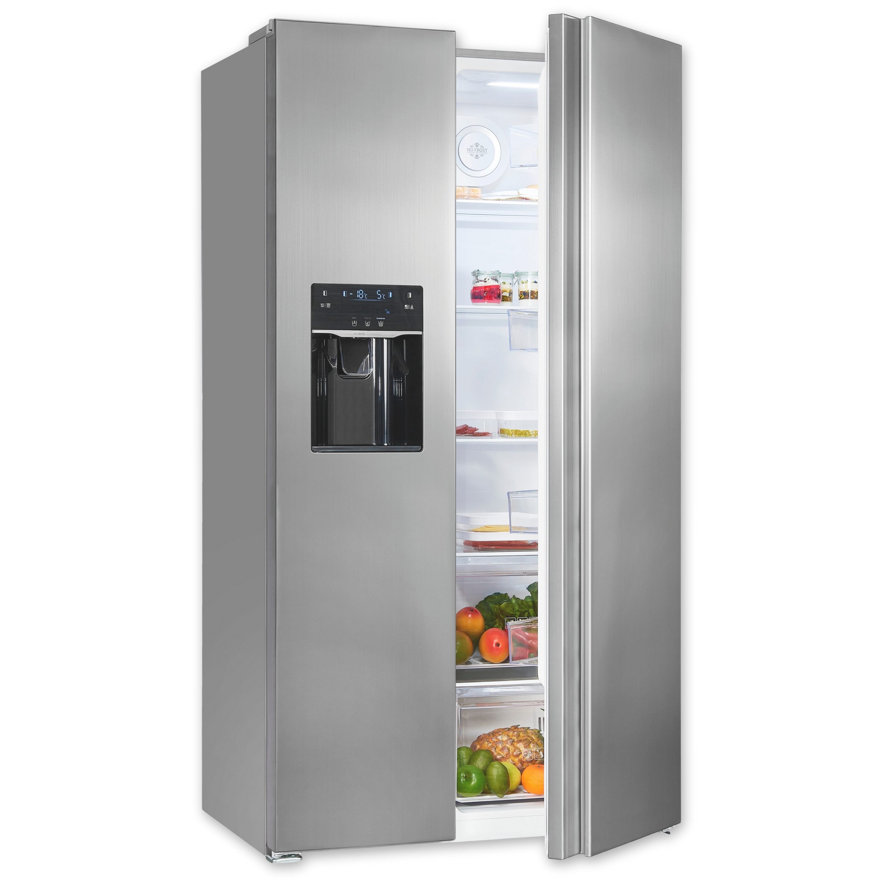 exquisit Kühl-/Gefrierkombination SBS5520-CF-040E, 177,5 cm hoch, 91 cm breit, 4-Sterne-Fach, LED-Beleuchtung, NoFrost