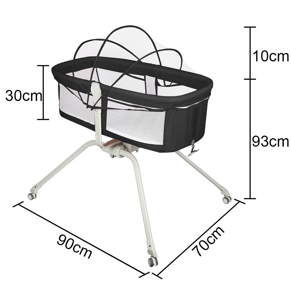 JEOBEST Beistellbett Babywiege, Beistellbett Baby, Baby Bett mit Rollen, Einfach Transport, mit Moskitonetz, Atmungsaktives Maschen-Design