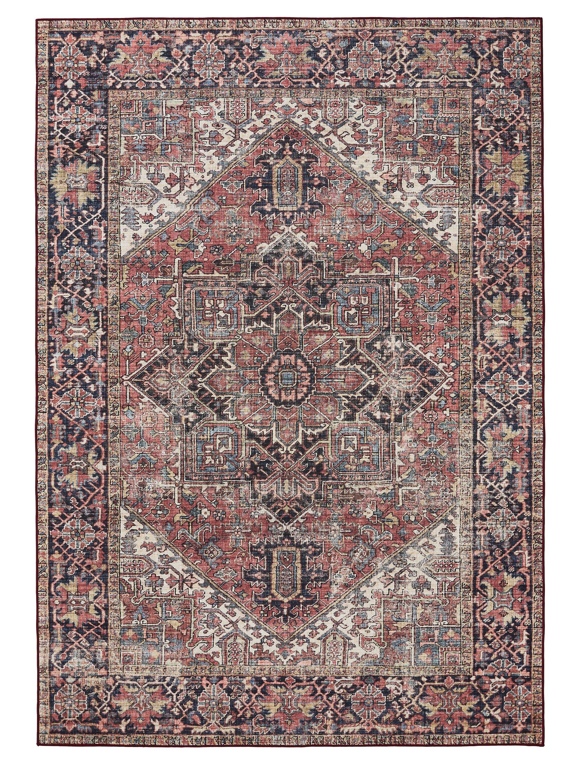 Interiyou Teppich Gent, Rechteckig, Höhe: 5 mm, Vintage Kurzflor für Wohnzimmer, Schlafzimmer, waschbar, pflegeleicht
