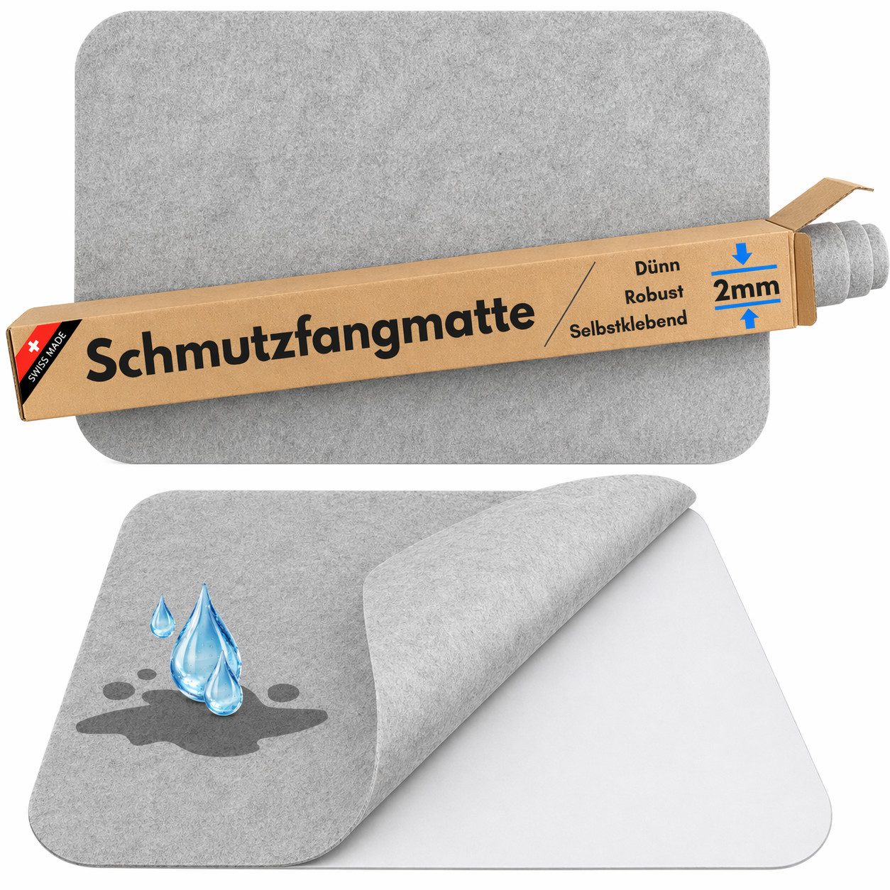 Topper Stopper Fußmatte Schmutzfangmatte dünn 2 mm selbstklebend ultradünn, extrem robust
