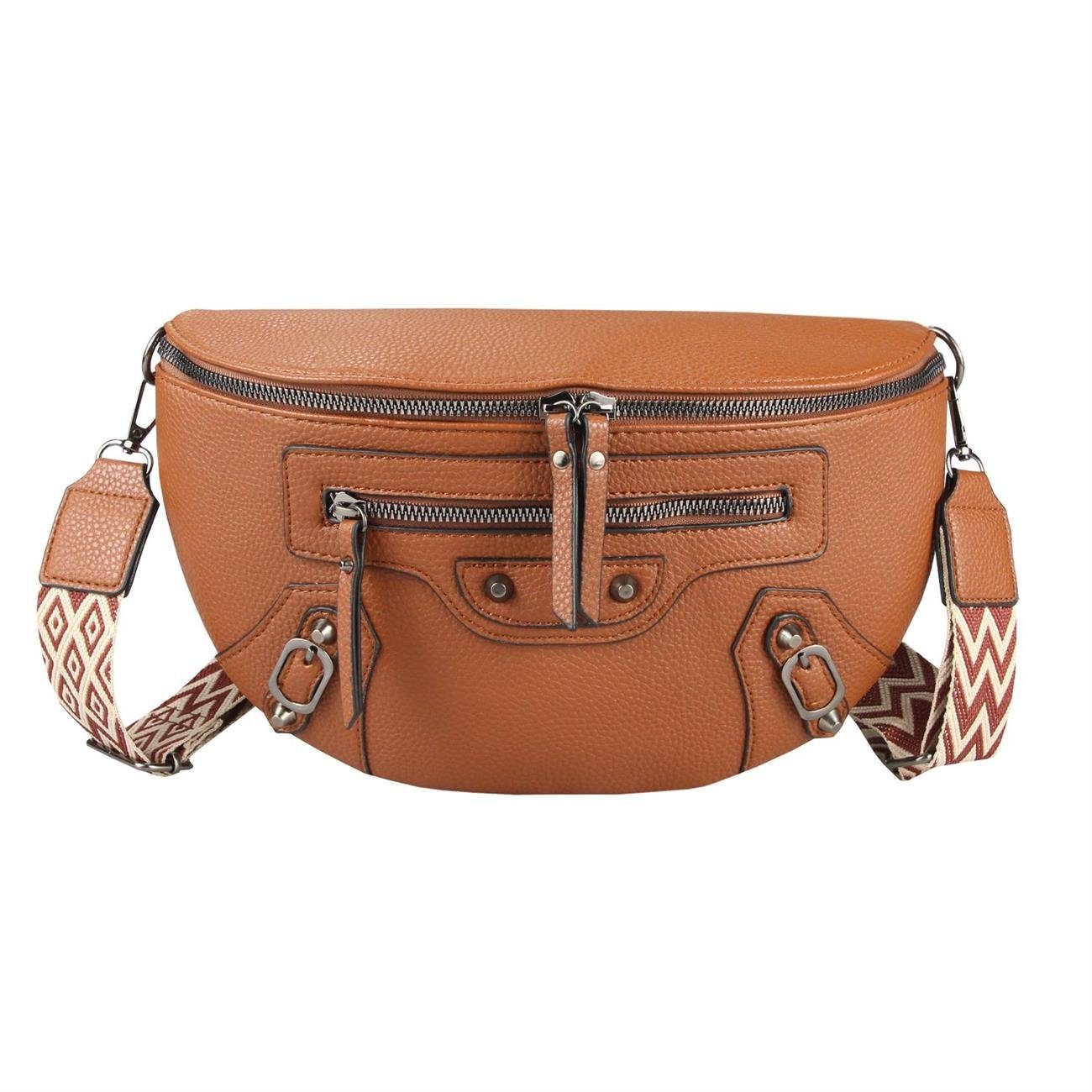 ITALYSHOP24 Bauchtasche Damen Gürteltasche Umhängetasche Bodybag Schultertasche CrossOver, Hüfttasche, Brusttasche, Crossbody, Muster Taschengurt, leicht Gewicht
