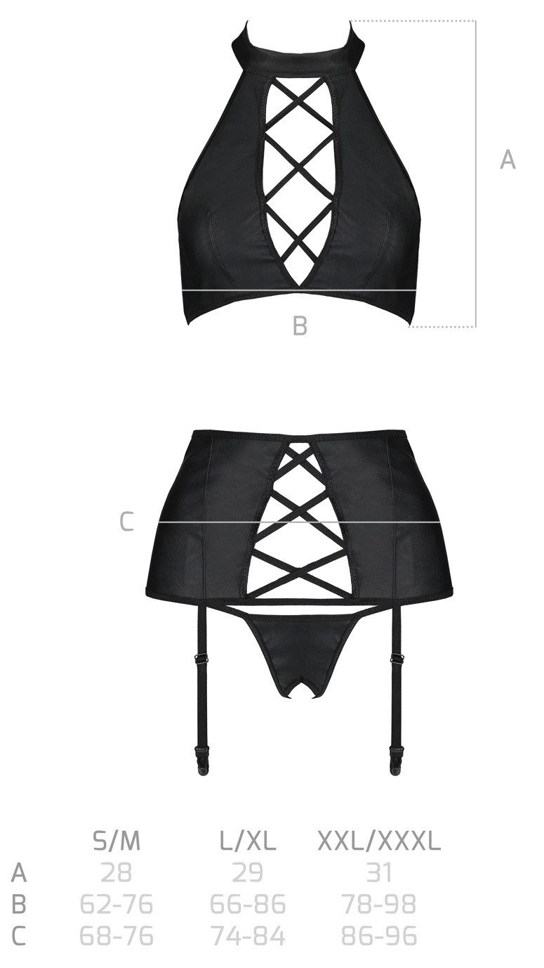 Passion Set: Bustier Dessous-Set: Top, Strapsgürtel & String