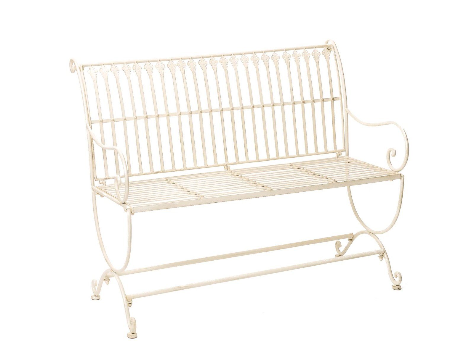 Dekoobjekt Nostalgie Gartenbank Lilie fleur de lis Eisen Antik-Stil creme weiss i