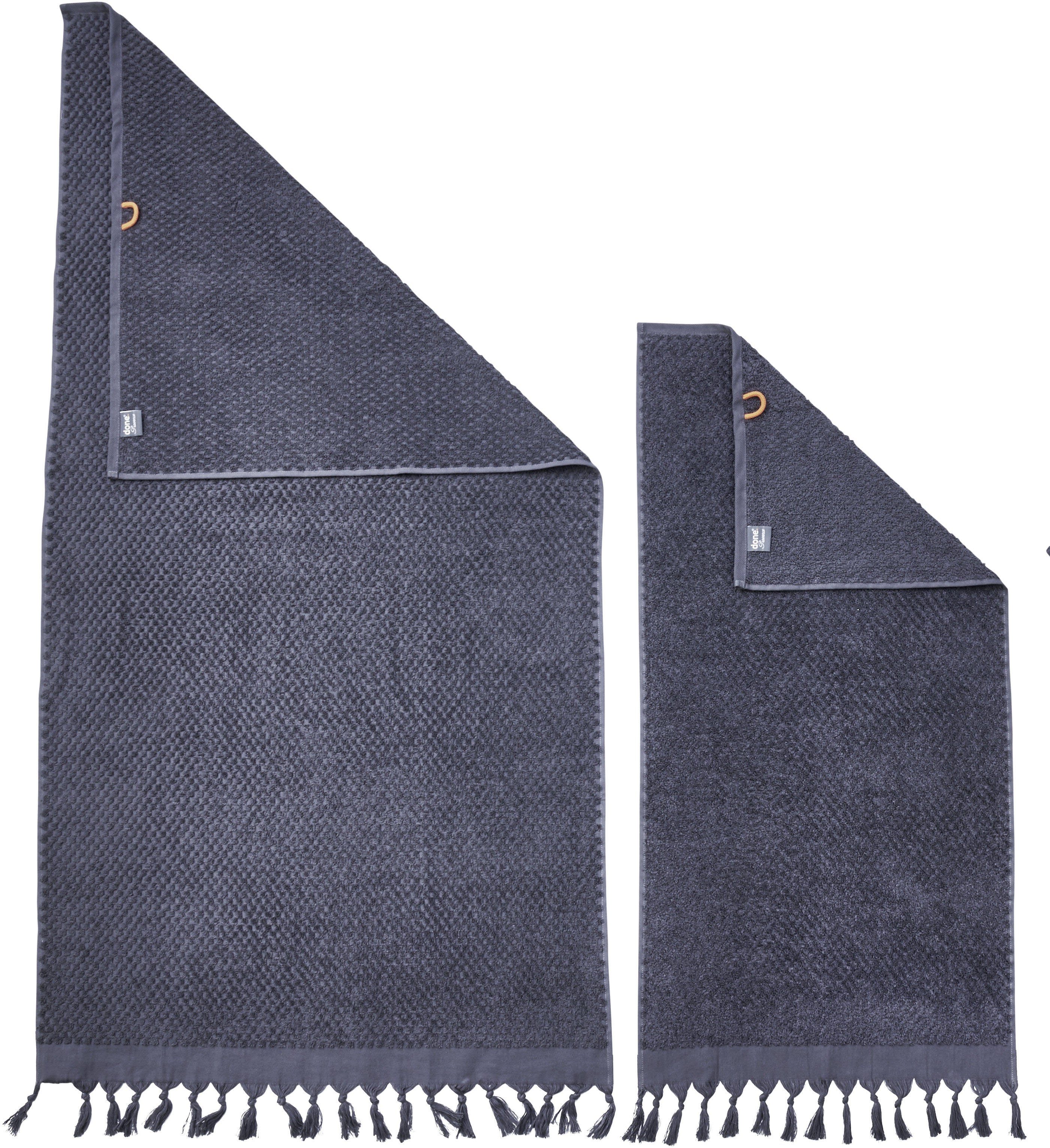 done.® Handtuch Set Provence Honeycomb, Walkfrottier (Set, 4-St), in Honigwaben-Optik, mit Fransen