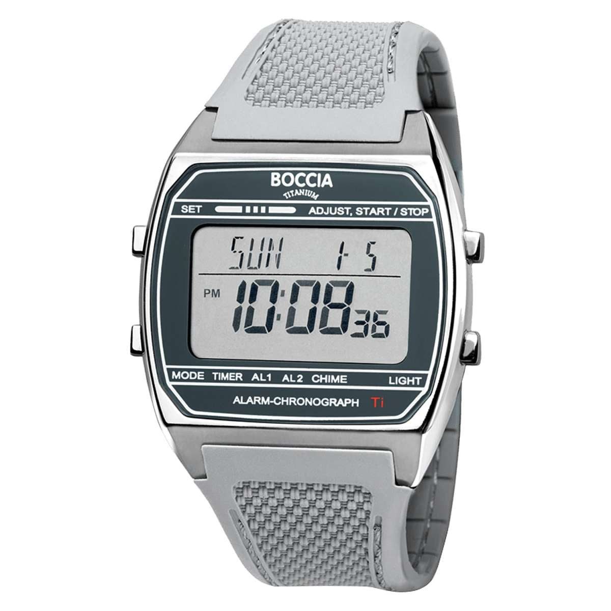 Boccia Digitaluhr 3738-01, Digital Titan Grau