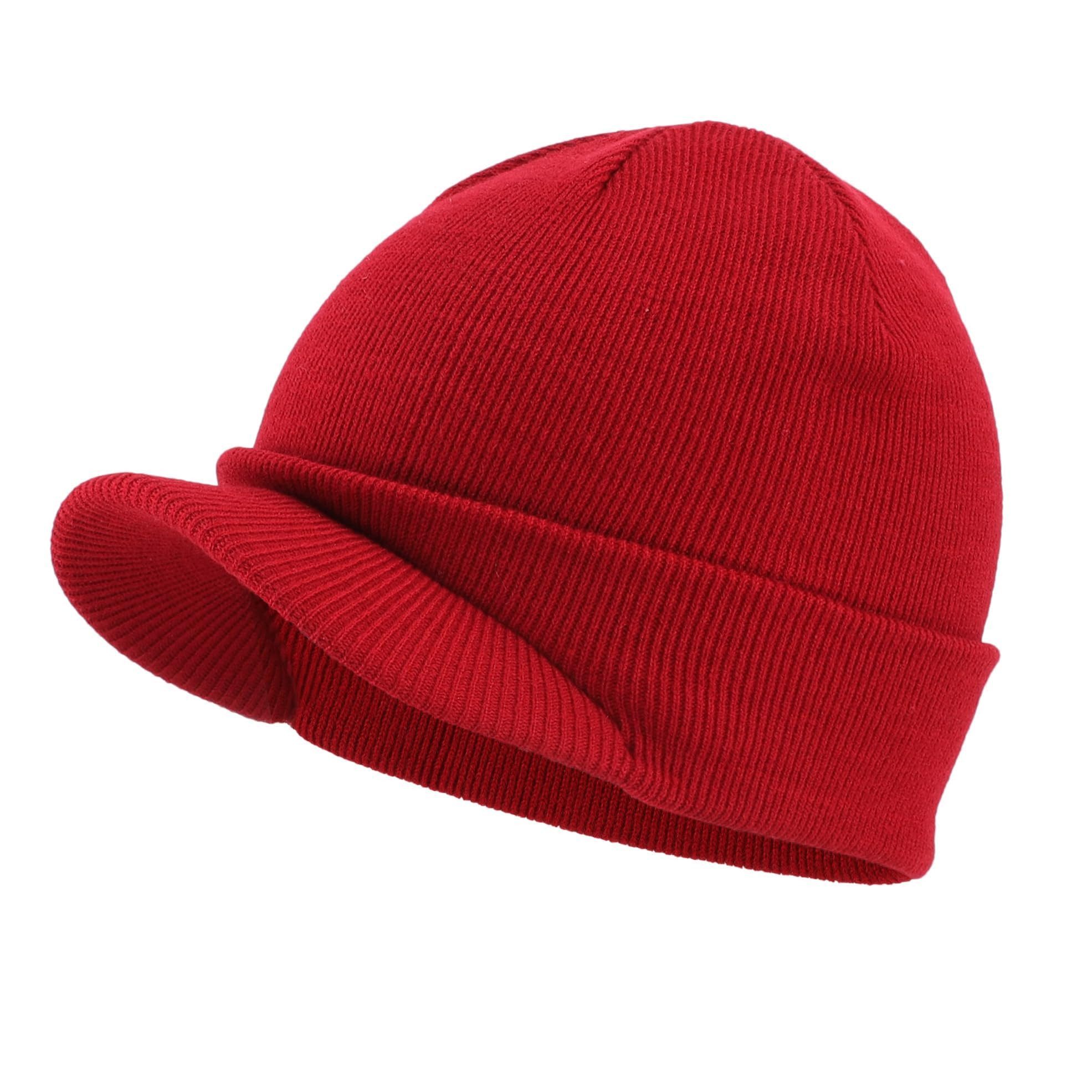 Oemmn Strickmütze Herren-Wintermütze mit Schirm, Wintermütze Ohrenklappen Herren warme Strickmütze mit doppeltem Umschlag, Beanie, Watch-Cap