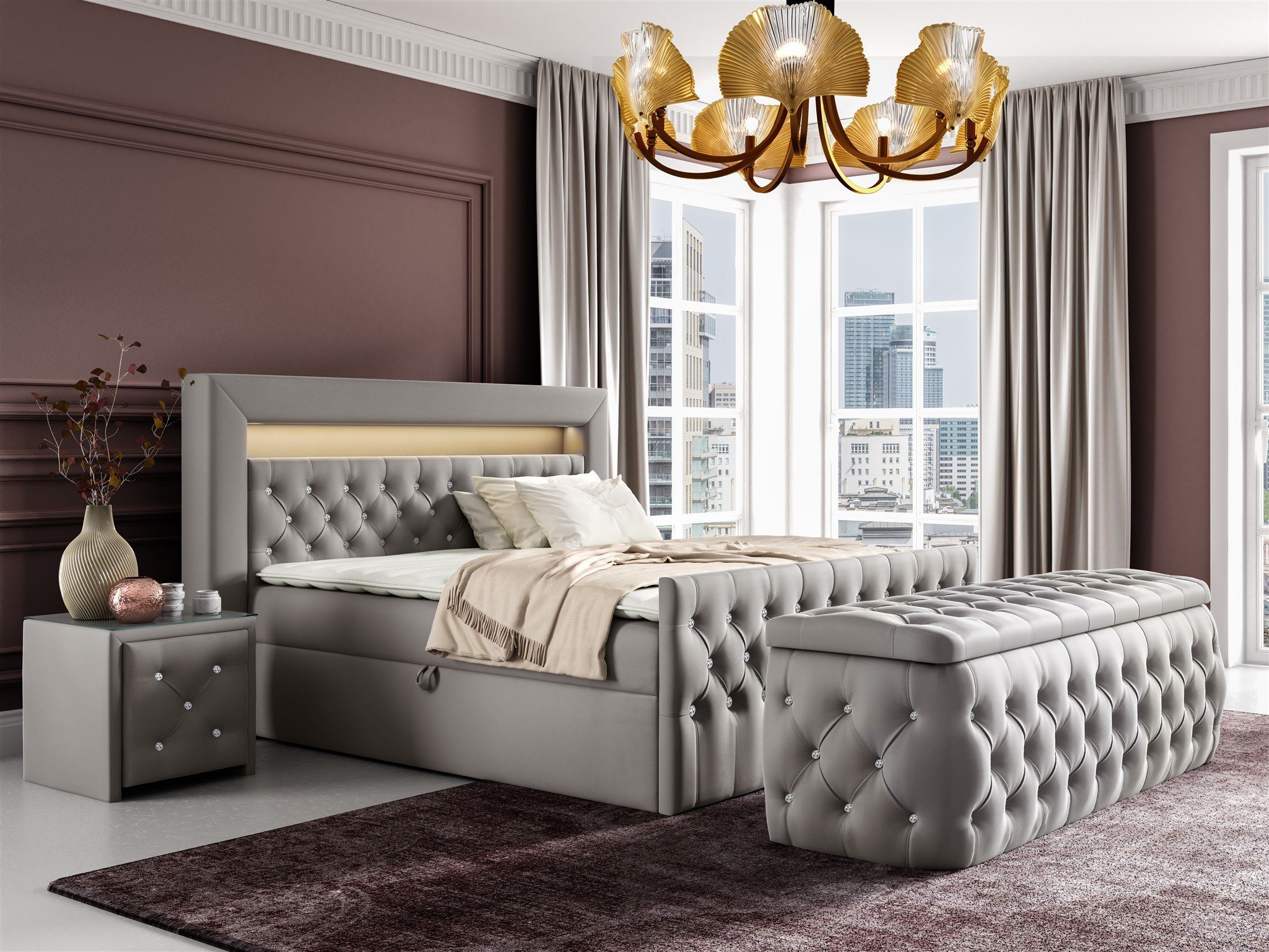 Fun Möbel Boxbett Schlafzimmerbett SEVRA Nr.3 in Stoff Elisa Velvet (inkl. günstig online kaufen