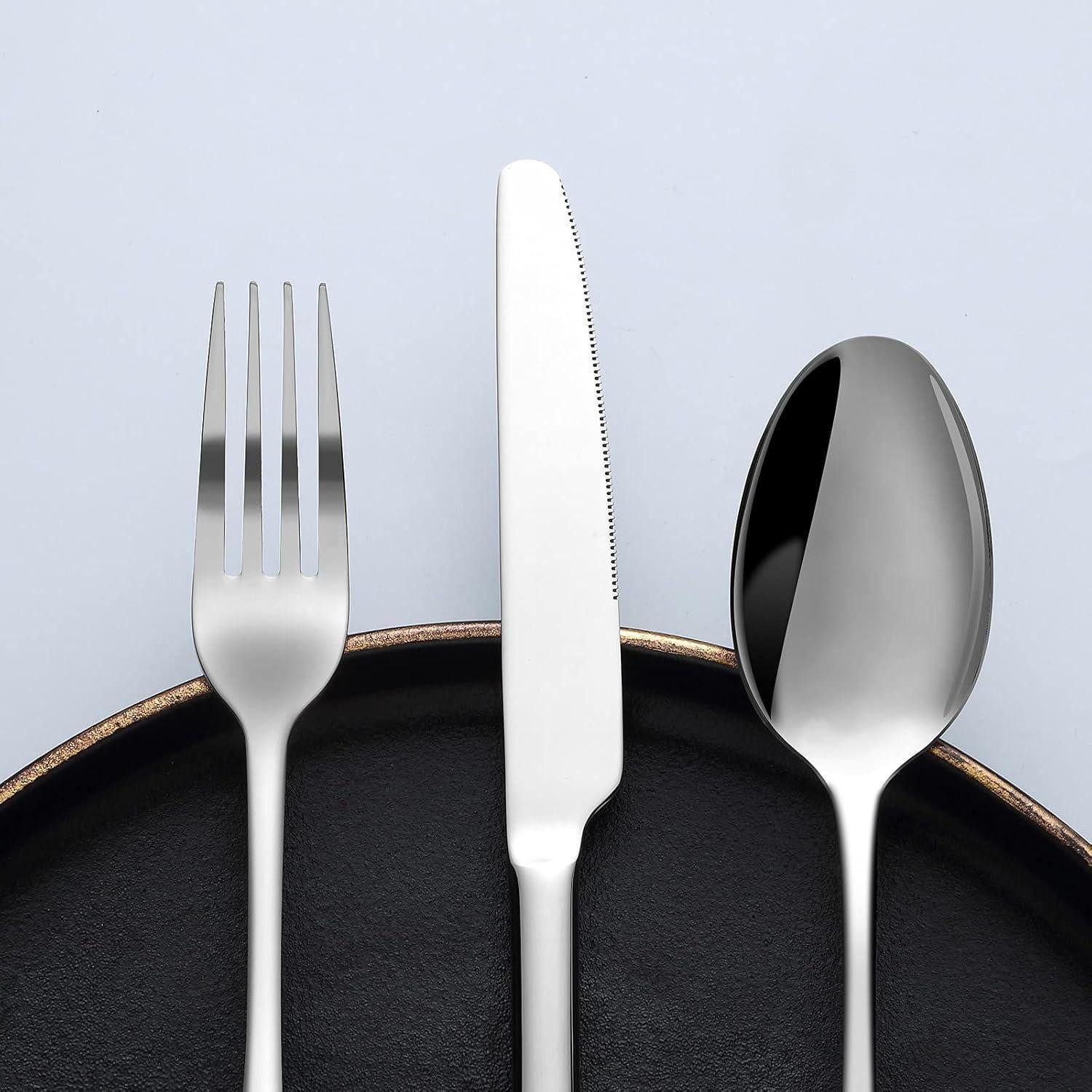 LuxusKollektion Besteck-Set Besteckset Edelstahl 24 teilig 6 Personen 24 Teilig-silber 24 teilig