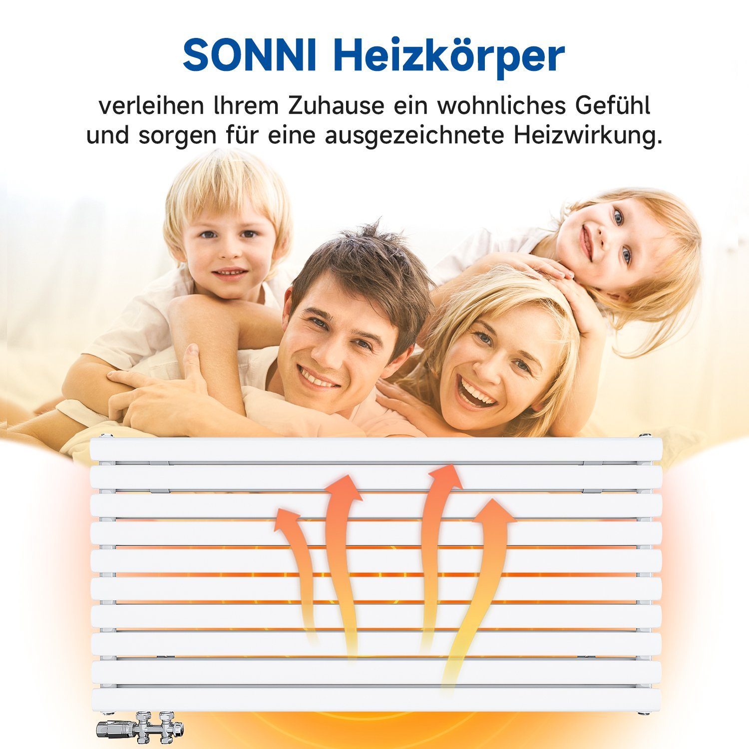 SONNI Designheizkörper Röhrenheizkörper Doppellagig Weiß/Anthrazit 593x1200mm 1332 Watt, Geeignet für Raumgröße: 9 ~ 14 – Bild 5 von 5