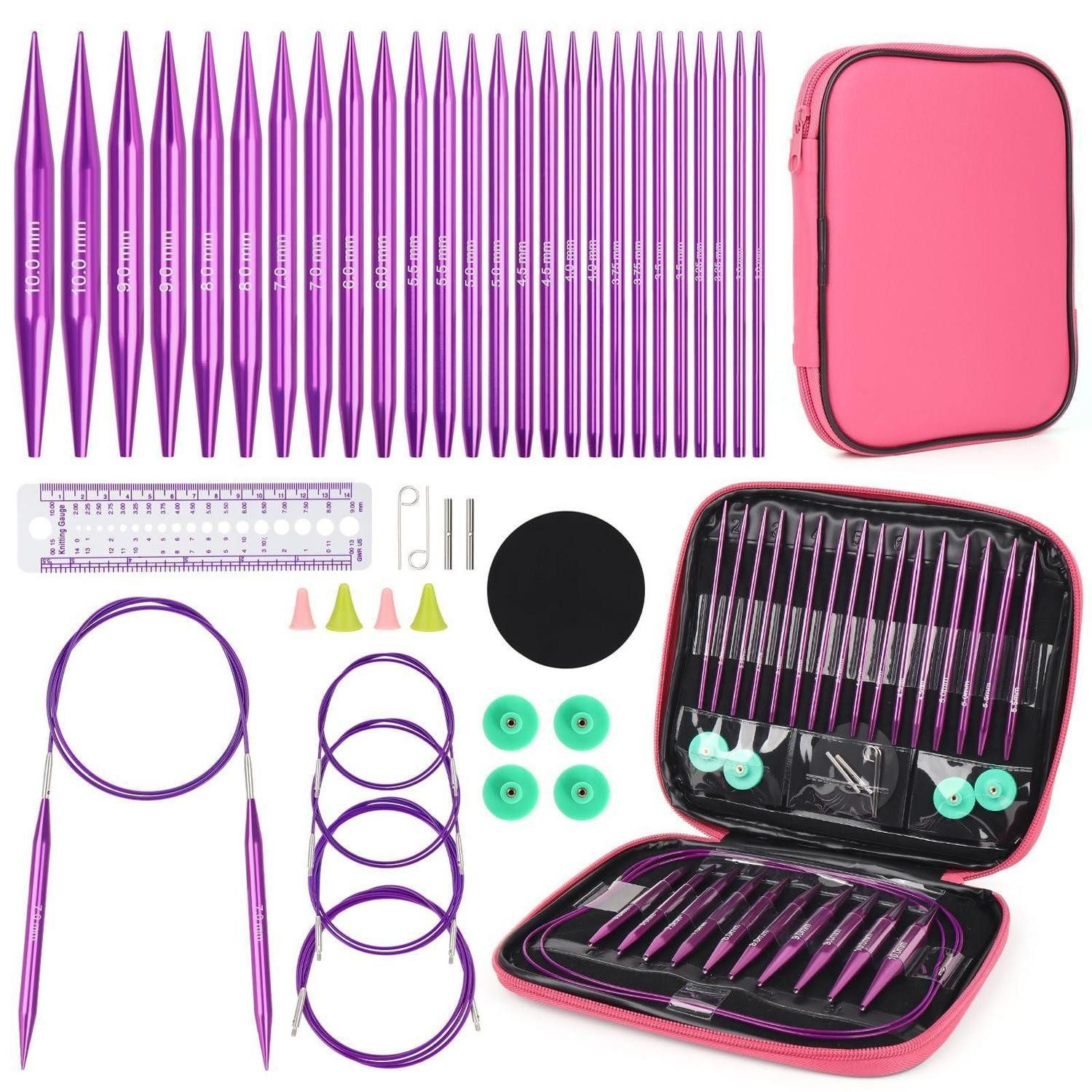 LuxusKollektion Rundstricknadeln Rundstricknadel Set austauschbar Lila Metall