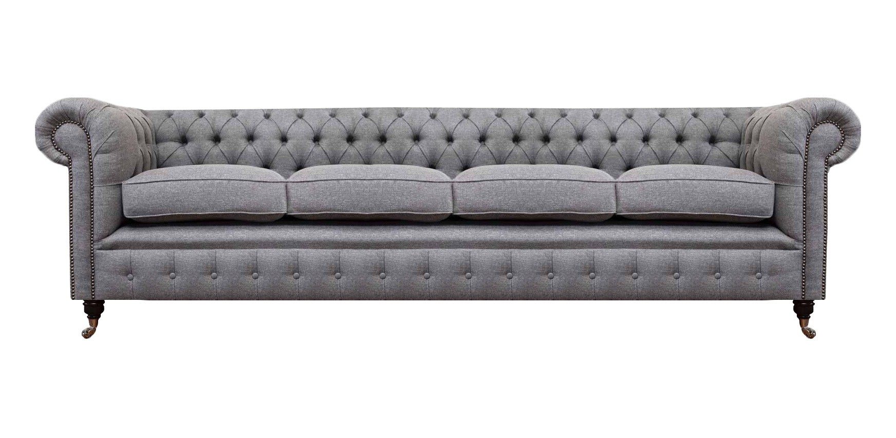 Chesterfield-Sofa Grau Chesterfield Sofa mit Textilbezug und Knopfdetails