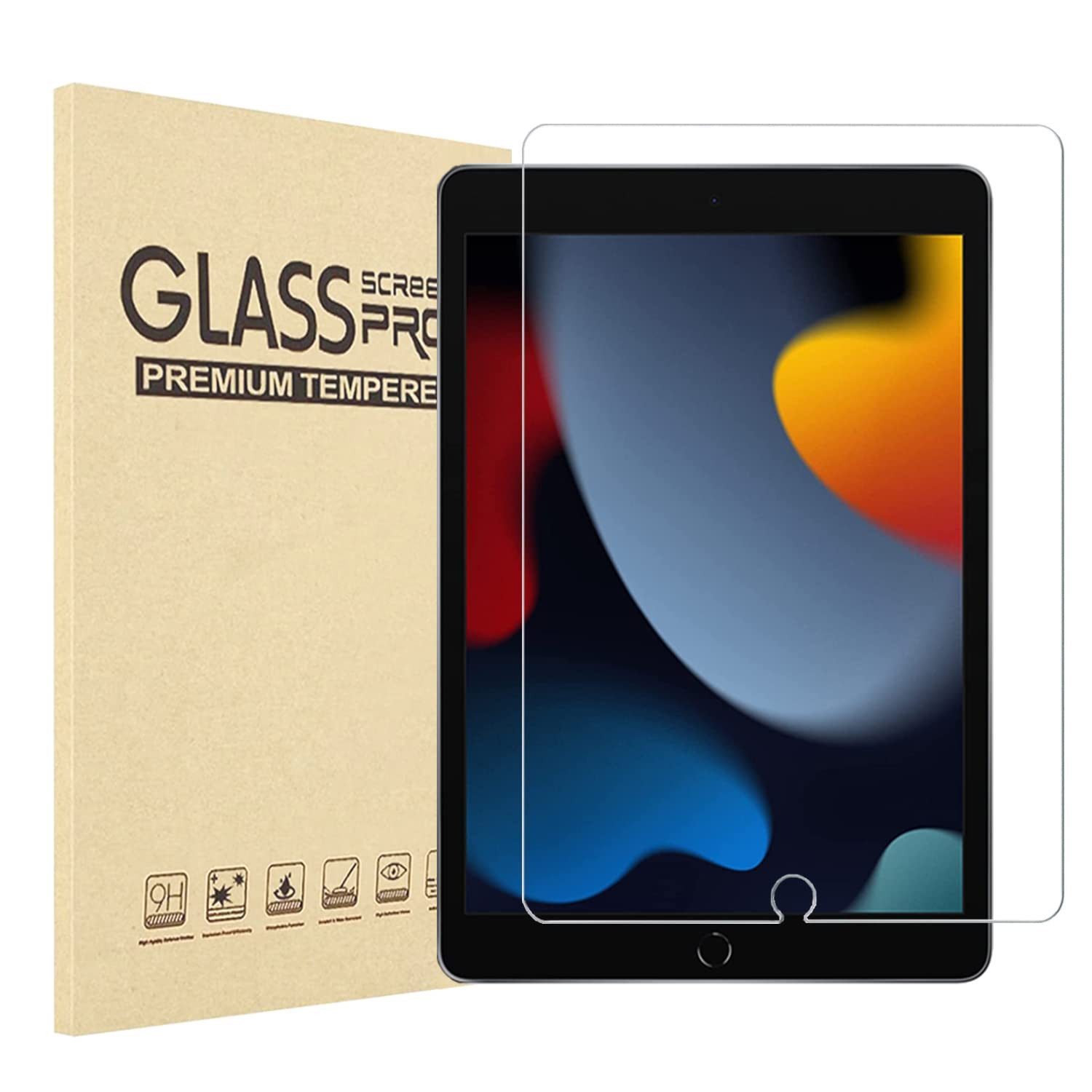 ibettertec Schutzfolie Panzerglas für iPad 9./8./7. Generation 10,2 Zoll Schutzfolie, (Displayschutz Schutzfolie Kompatibel mit iPad 10,2 (iPad 2021/2020/2019), iPad Air 3, iPad Pro 10,5 Zoll), 9H Härte 2.5D[Hohe Auflösung][Anti-Bläschen][Anti-Kratzen]