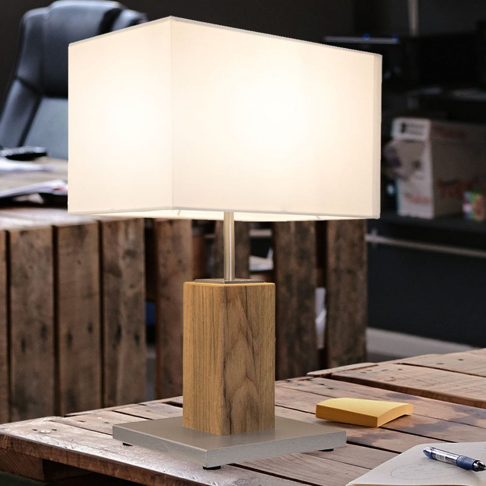 etc-shop Schreibtischlampe, LED Decken Fluter Holz Steh Leuchte DIMMBAR  Wohn Ess Zimmer Beistell