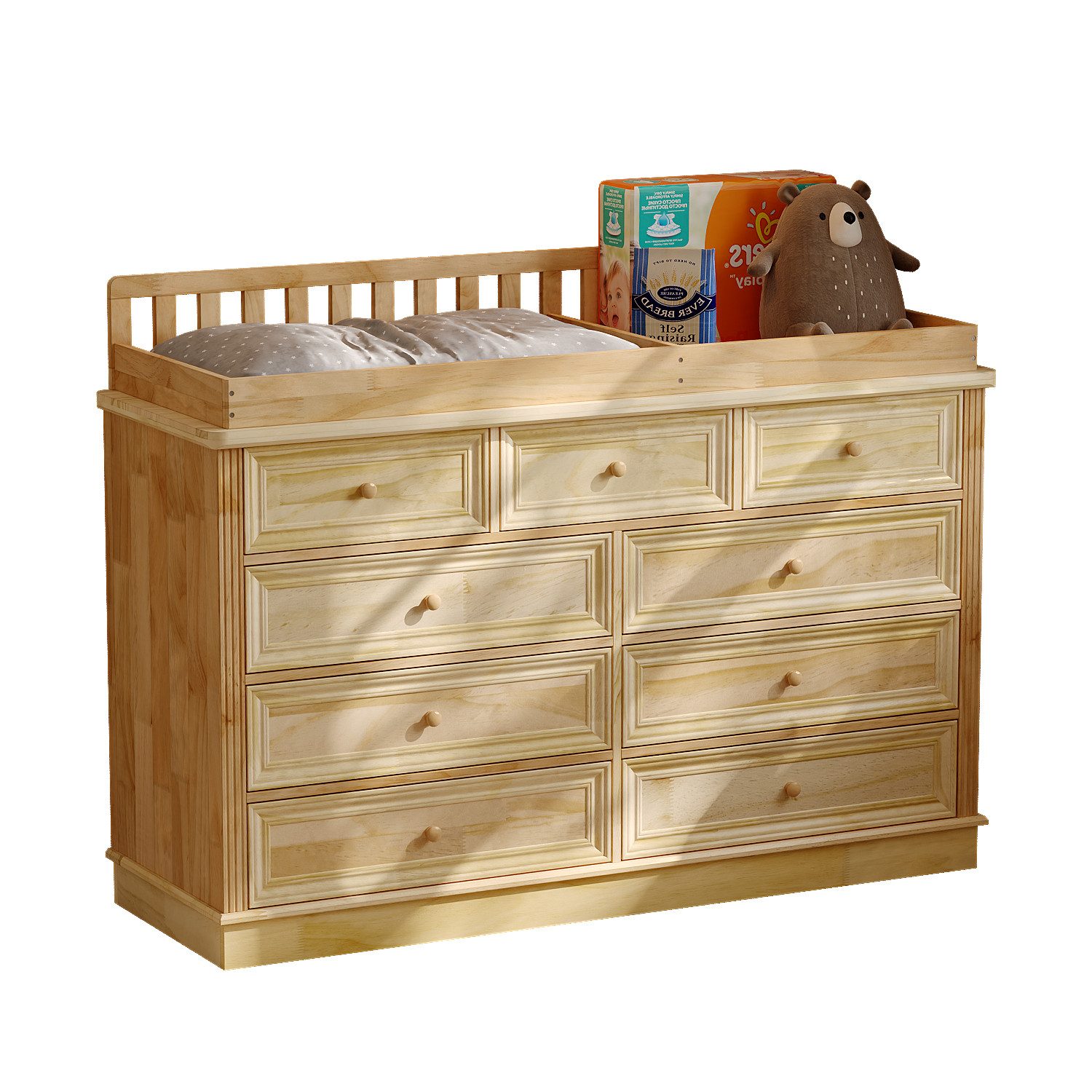 FUFU&GAGA Wickelkommode Wickelkommode in Naturfarbe, Kommode, Kiefernholz, 140×48×102 cm