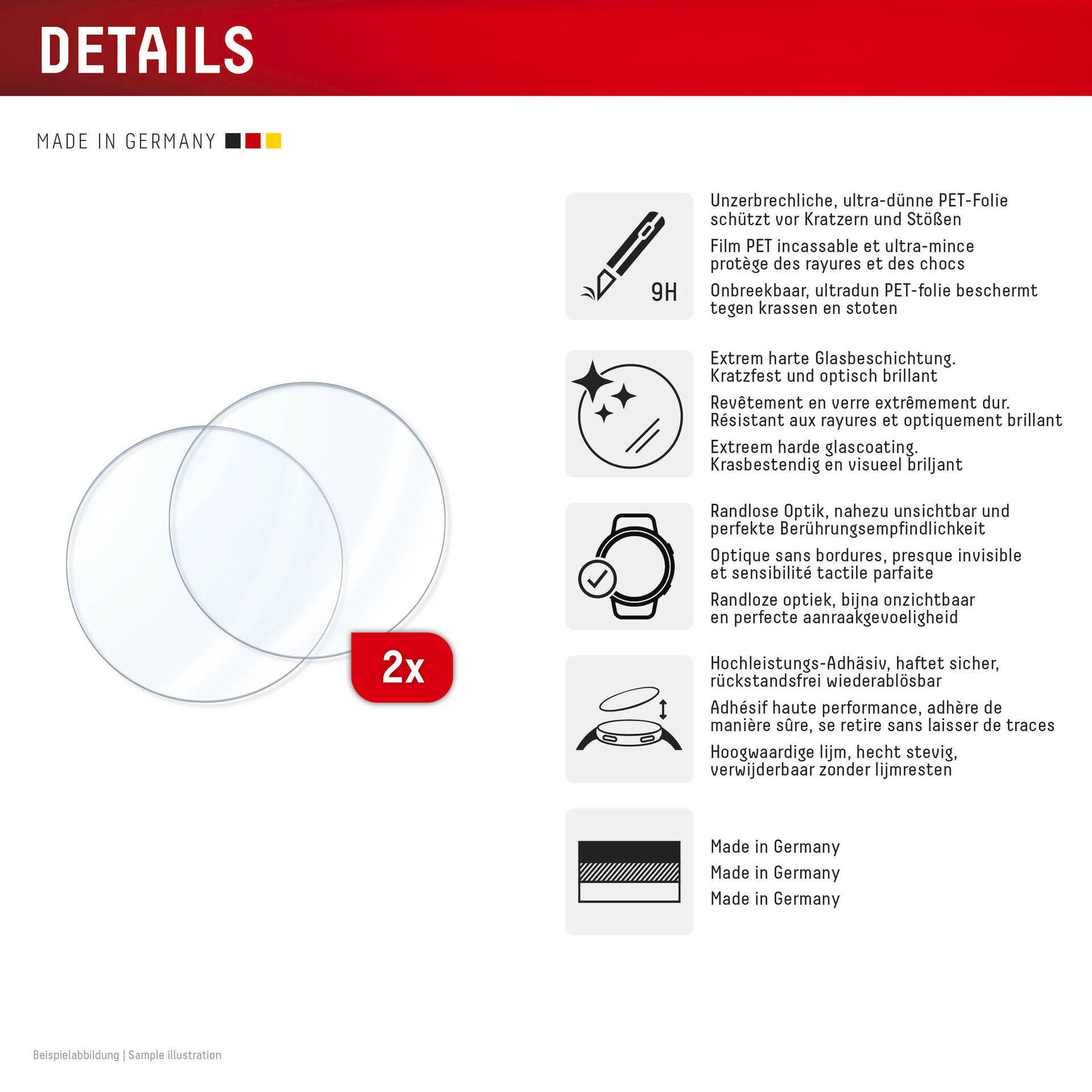 Displex Displayschutzglas Smartwatch Glass Unbreakable Protector für Samsung Galaxy Watch8 40mm, Displayschutzfolie, Schutzfolie, Bildschirmschutz, kratz- & stoßfest