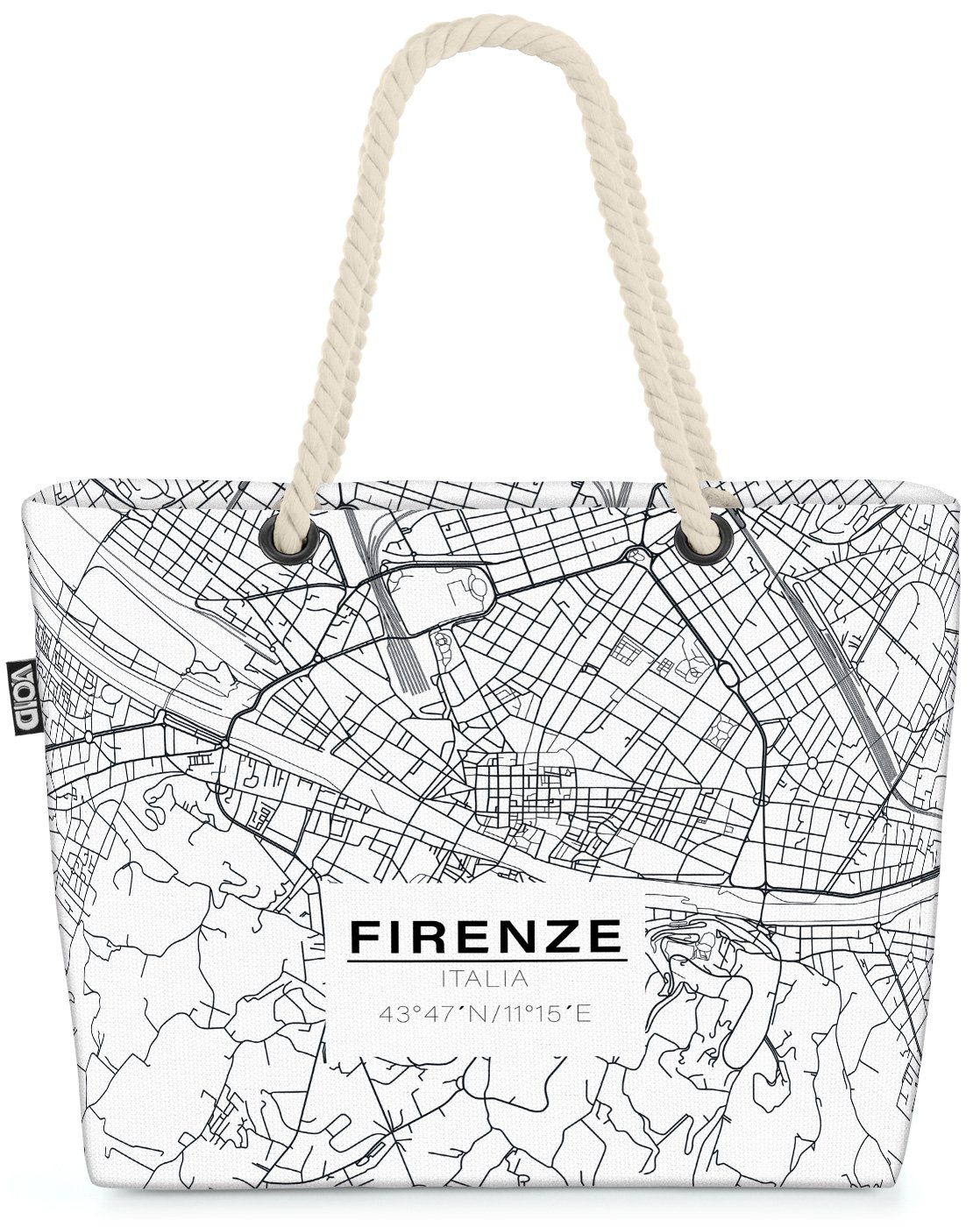 VOID Strandtasche (1-tlg), Florenz Karte Beach Bag Reisen Stadt Städtereise Reiseführer Florenz Italien