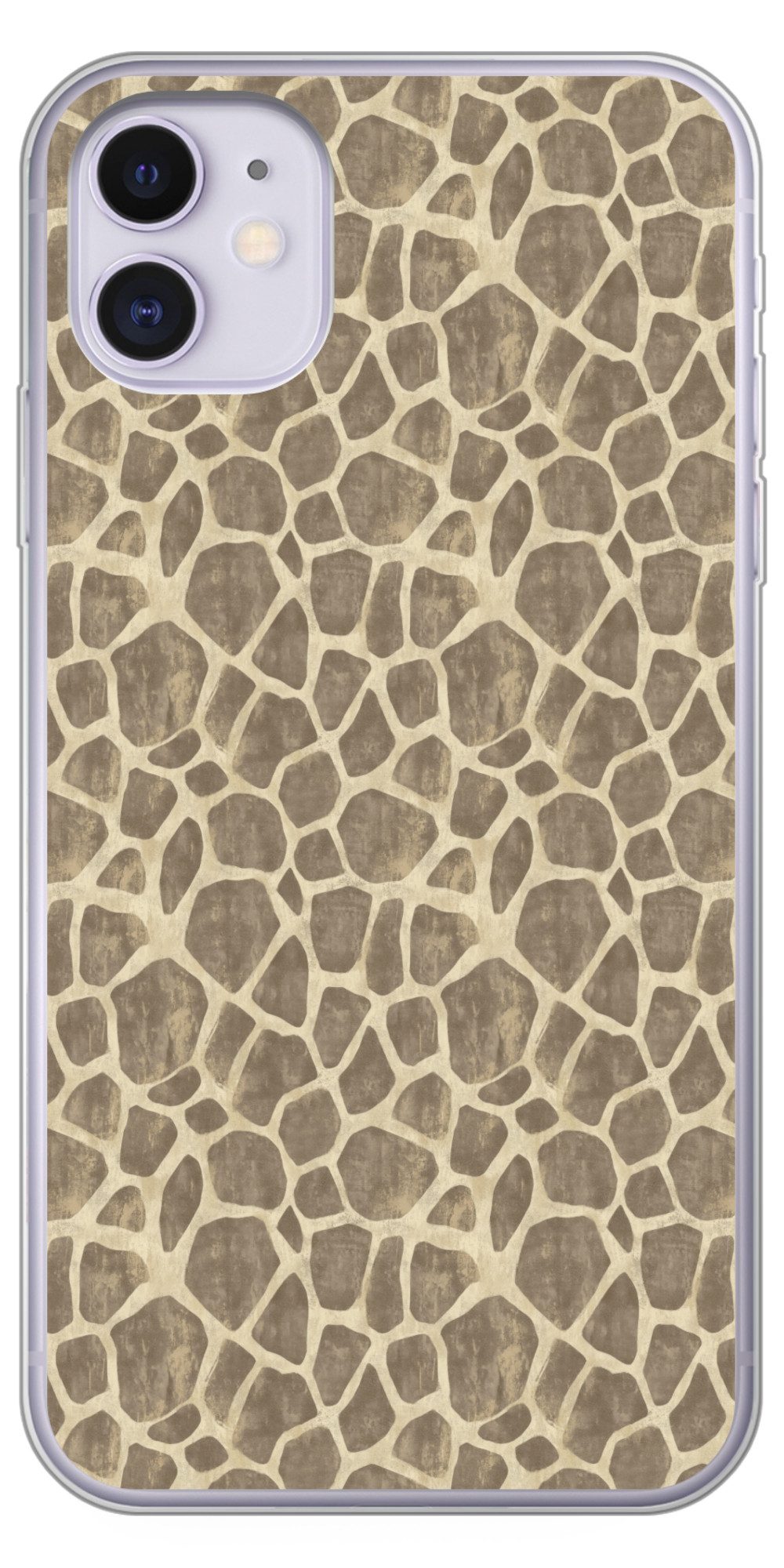 MuchoWow Handyhülle für Apple iPhone 11 Giraffe - Muster - Beige - Braun, Smartphone-Bumper, Print, Handy Schutzhülle Dünn