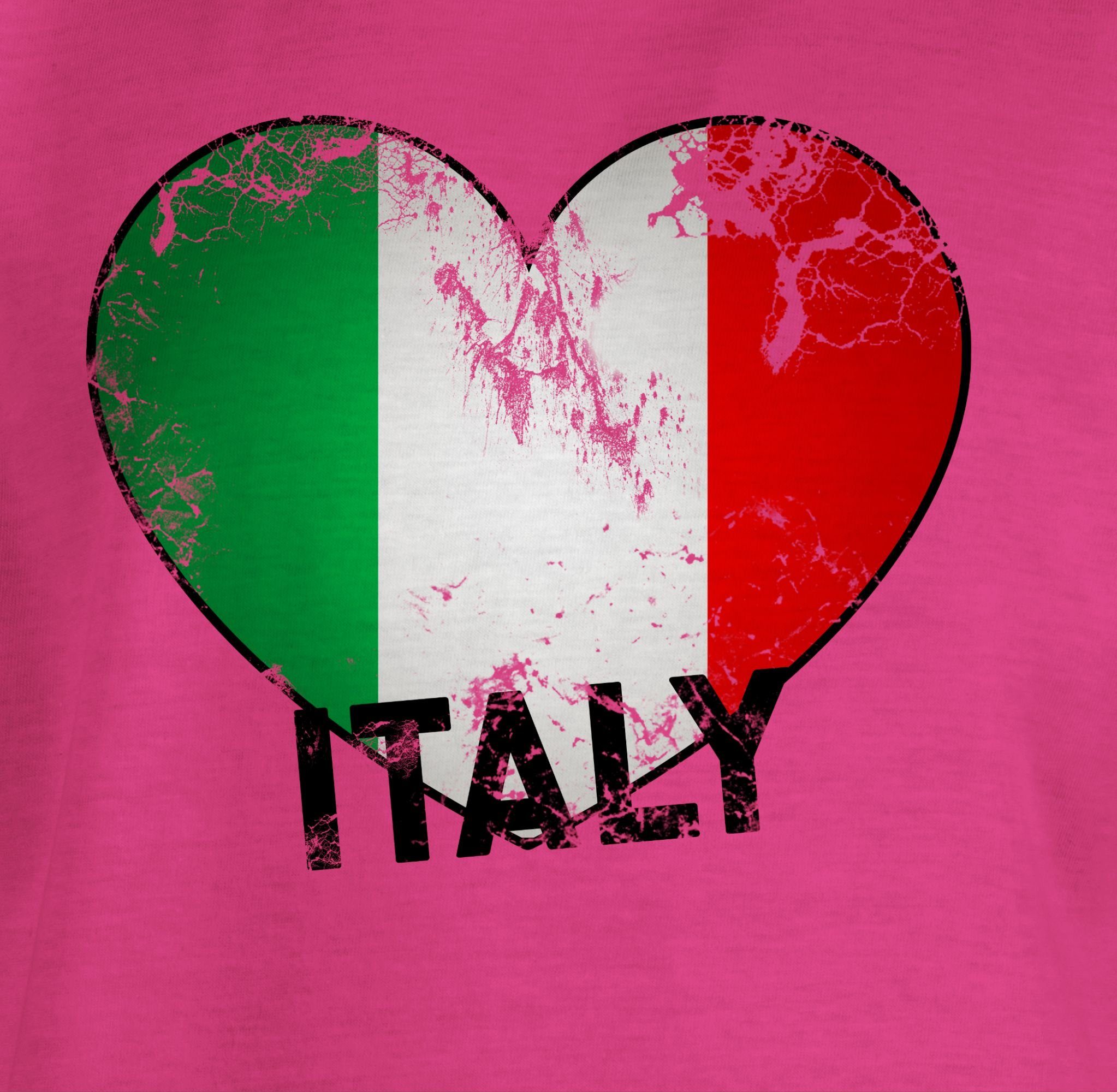Shirtracer T-Shirt Italien Herz Wappen Kinder Vintage 3 Fuchsia Länder