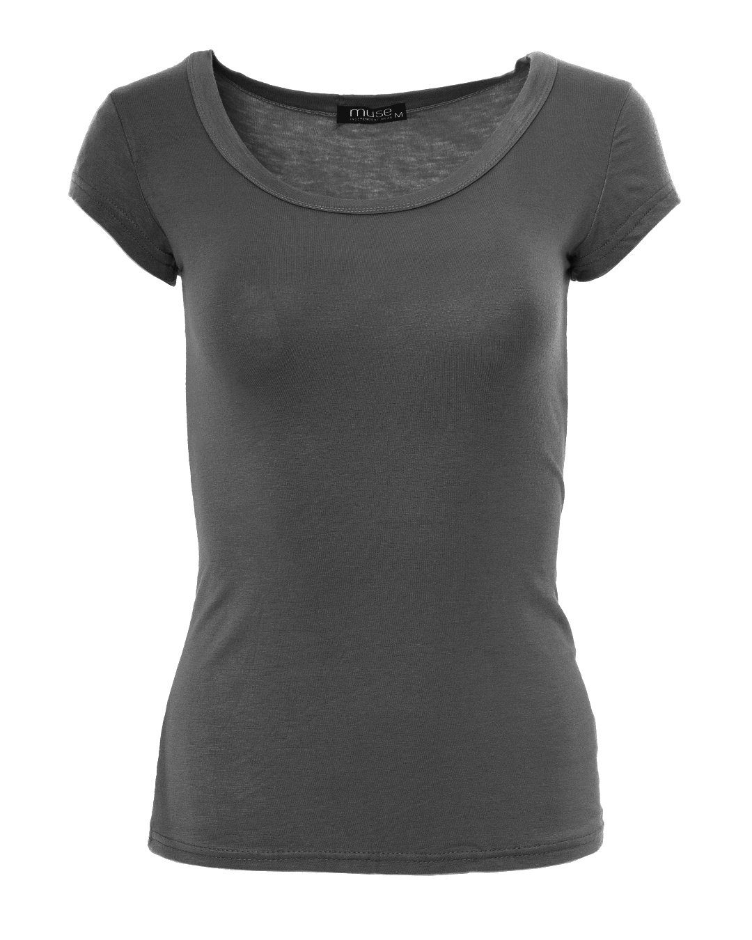 Muse T-Shirt Basic Kurzarm T-Shirt Skinny Fit 1001 dunkelgrau | T-Shirts
