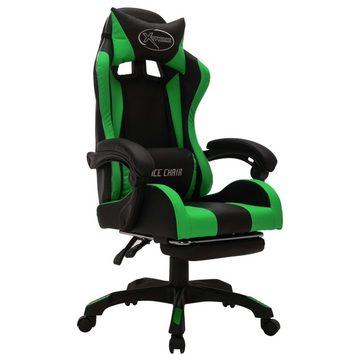 vidaXL Bürostuhl Gaming-Stuhl mit RGB LED-Leuchten Grün und Schwarz Kunstleder