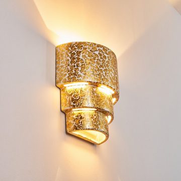 hofstein Wandleuchte »Bionde« Wandlampe aus Keramik in Gold, ohne Leuchtmittel, mit schönem Lichtkegel, 1xE27, Innenin Blattgold-Optik