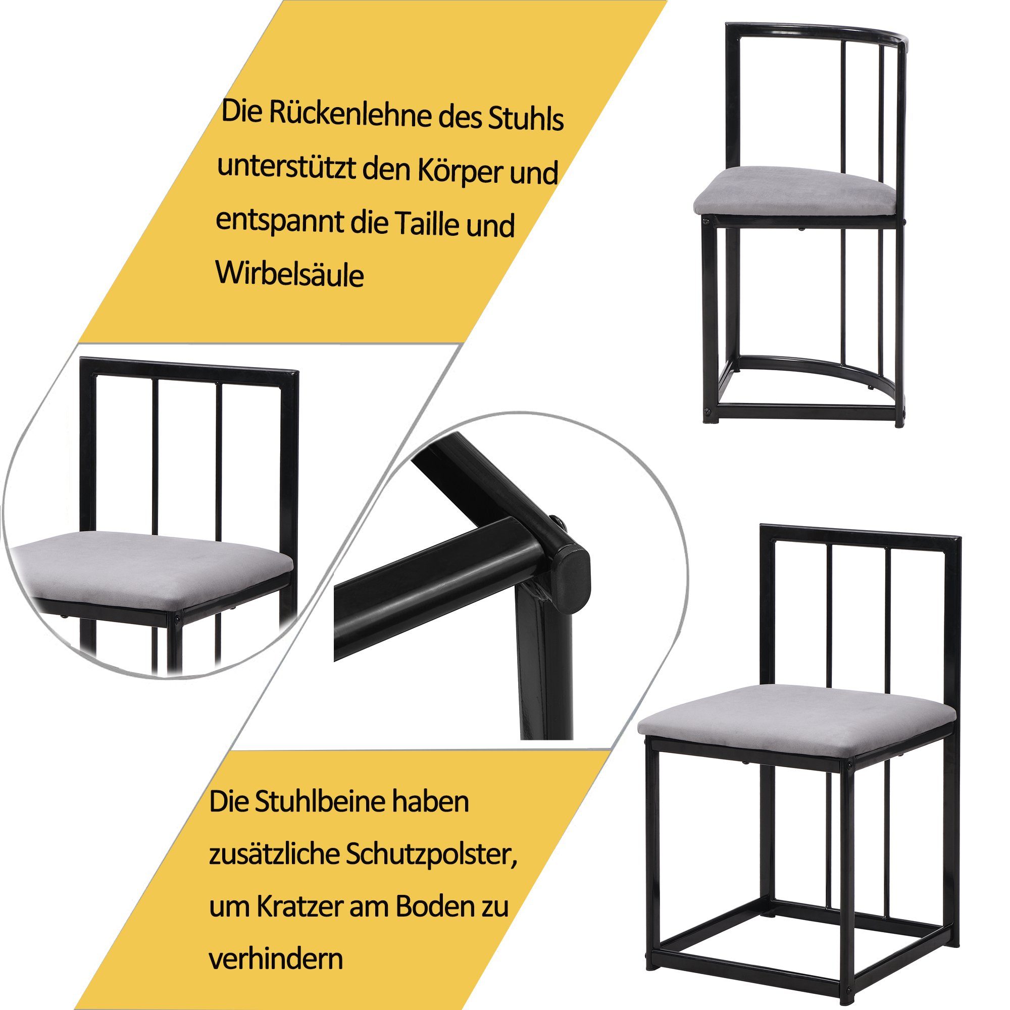 Flieks Essgruppe, (7-tlg), Esstisch mit 6 Stühlen mit Rückenlehnen Set Esszimmer