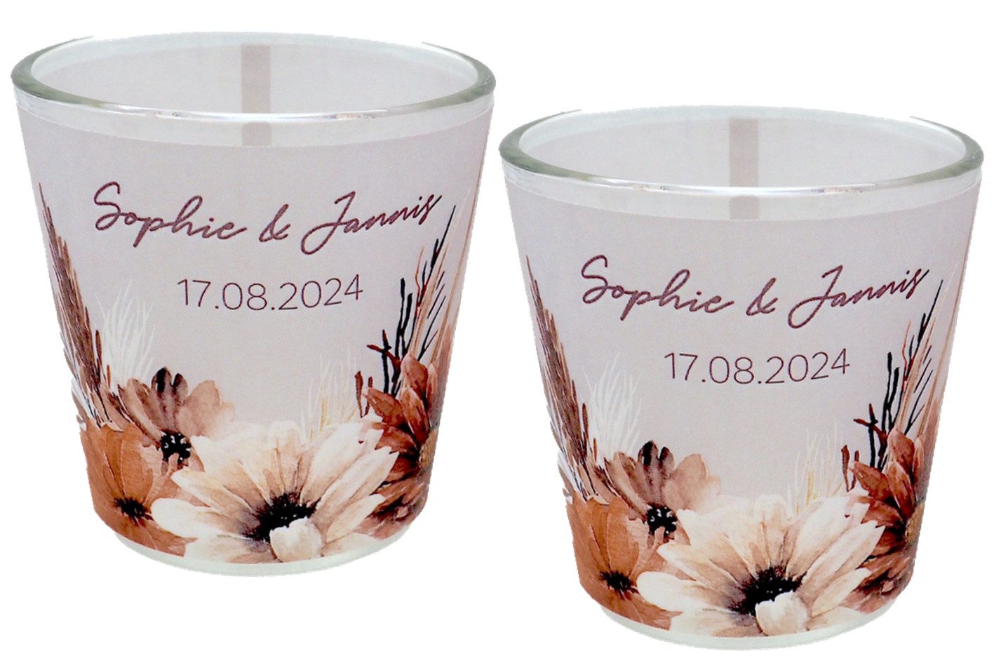Teelichthalter Windlicht Banderole Braun Boho Hochzeit Party