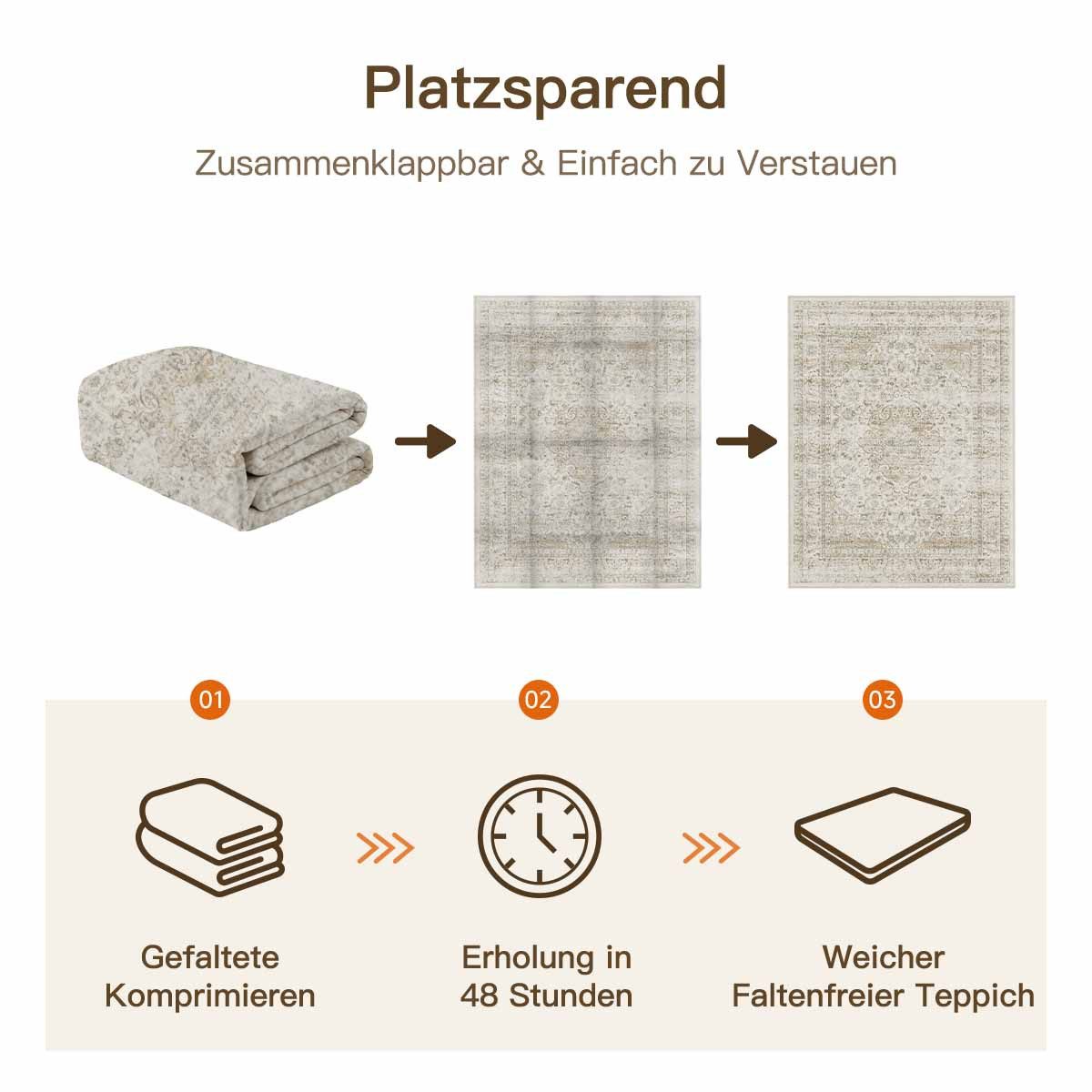 PURECOZY Teppich Kurzflor, Vintage Boho Teppich, rutschfest und pflegeleicht, rechteckig, Höhe: 6.1 mm, geeignet für verschiedene Innenräume, 60×90 cm