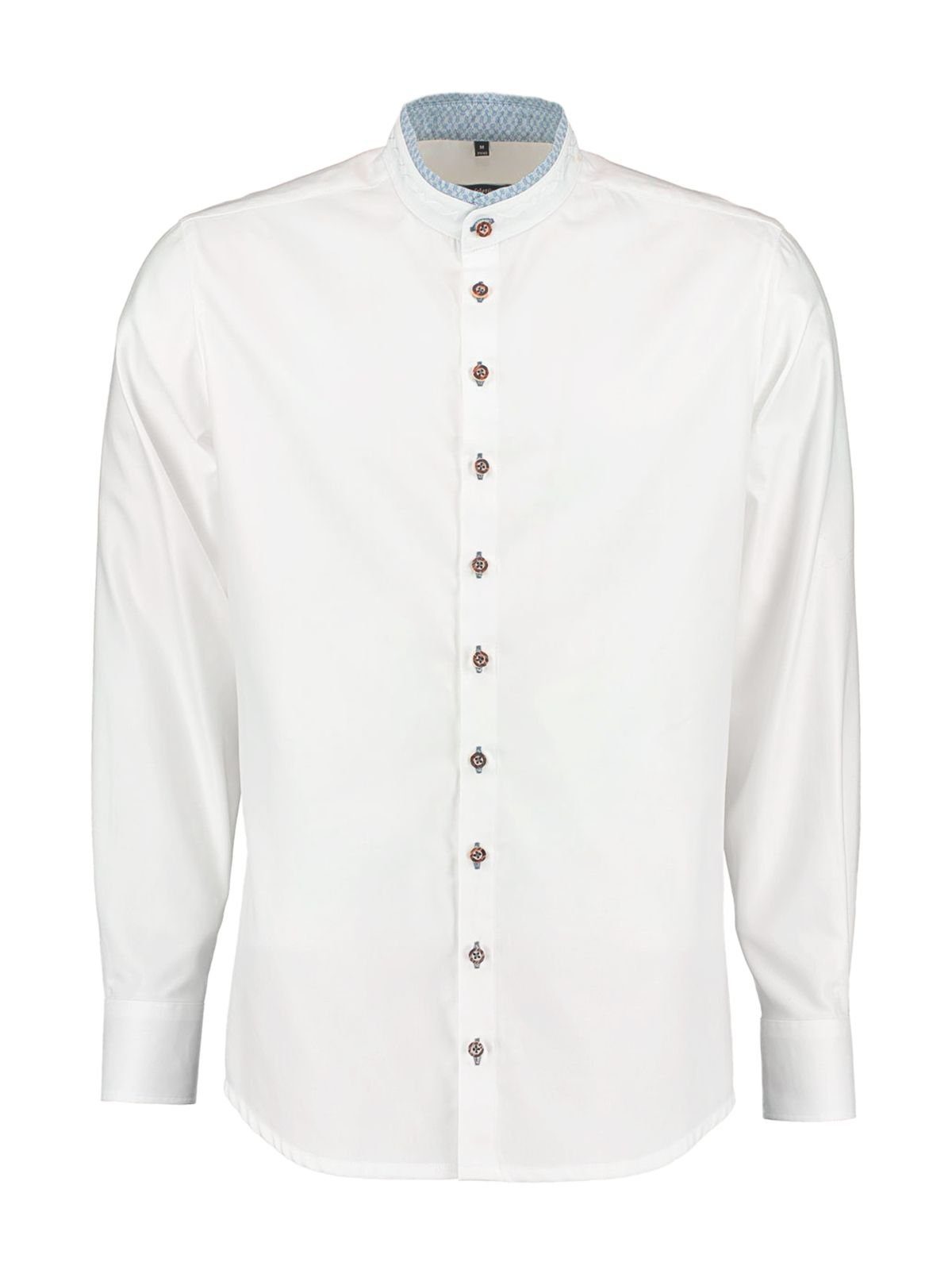 Gipfelstürmer Trachtenhemd Hemd Stehkragen 420002-4119-145 weiß marine (Slim | Trachtenhemden