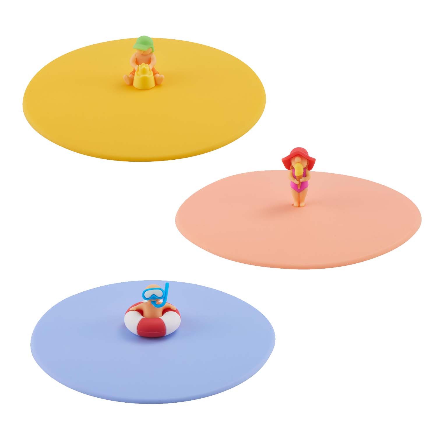 Lurch Bierdeckel 3er Set Glasdeckel Beach Kids aus Silikon