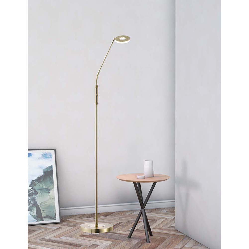 FISCHER & HONSEL LED Stehlampe, LED-Leuchtmittel fest verbaut, Warmweiß, Neutralweiß, Stehlampe Stehleuchte dimmbar LED Wohnzimmerlampe flexibel messing CCT