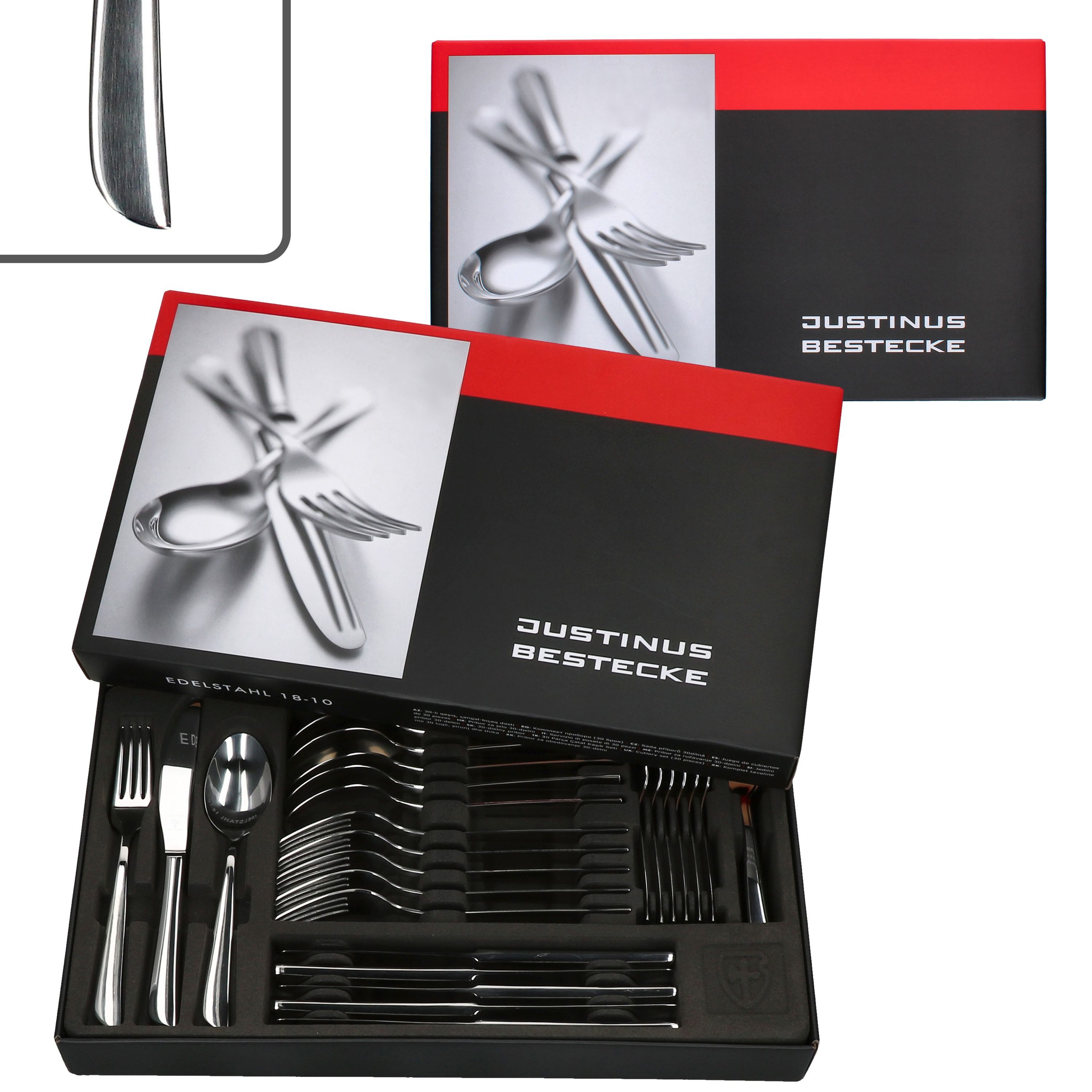 Justinus Besteck-Set 60tlg Twist Komplett-Besteck-Set für 12 Personen, Edelstahl