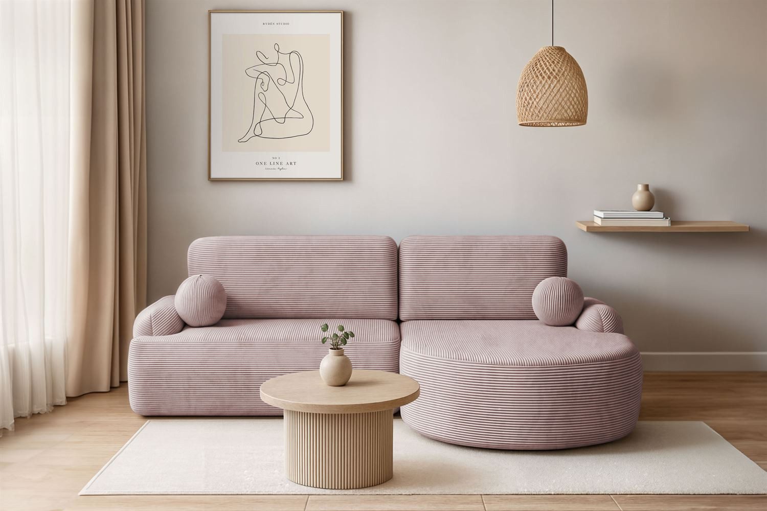 Lookway Ecksofa CLEO CORD Rundes Ecksofa mit Schlaffunktion und Bettkasten günstig online kaufen