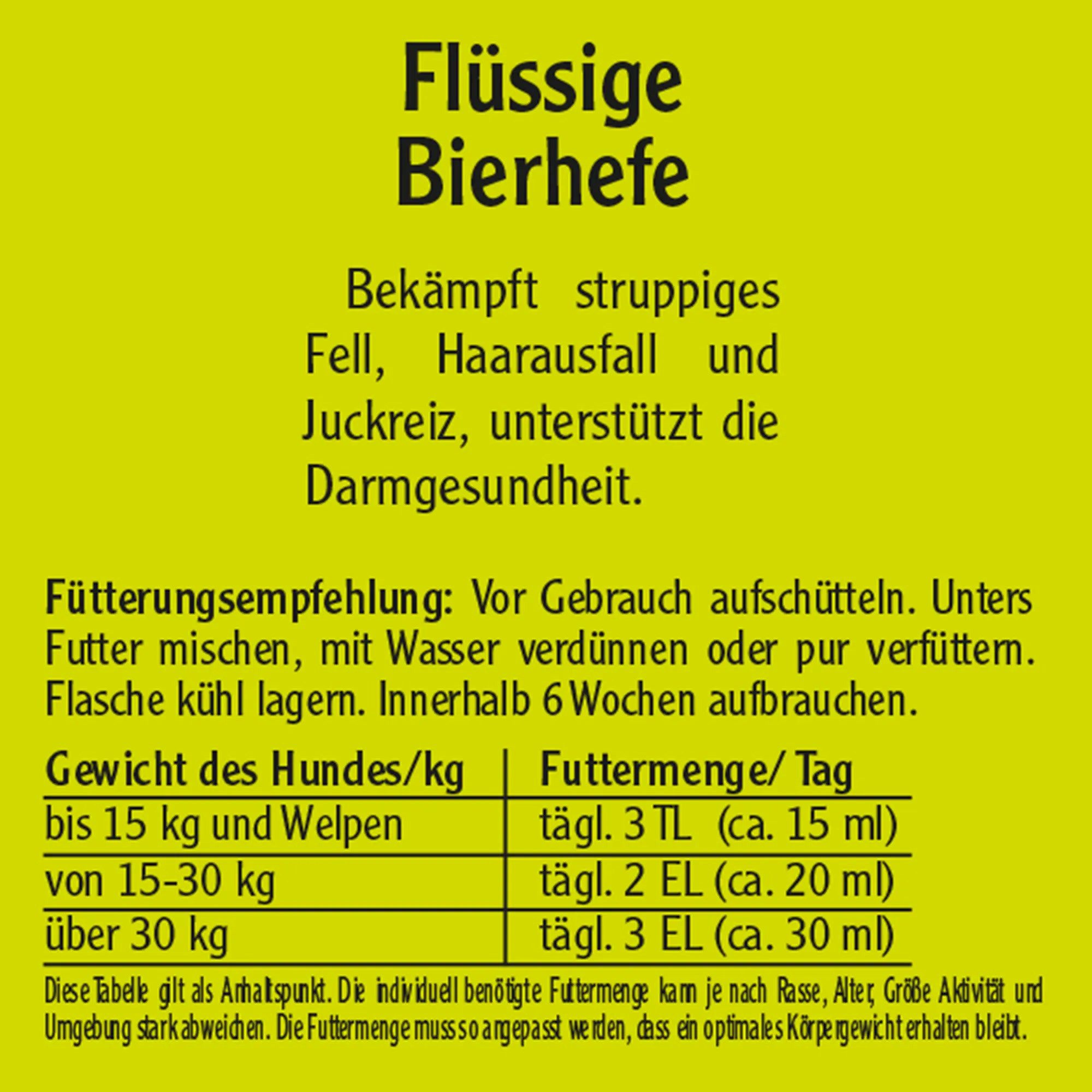 Schecker Flüssige Bierhefe - Struppiges Fell, Haarausfall und Juckreiz, Nahrungsergänzungsmittel für: Hunde, Mit nutrizeutische Zutaten