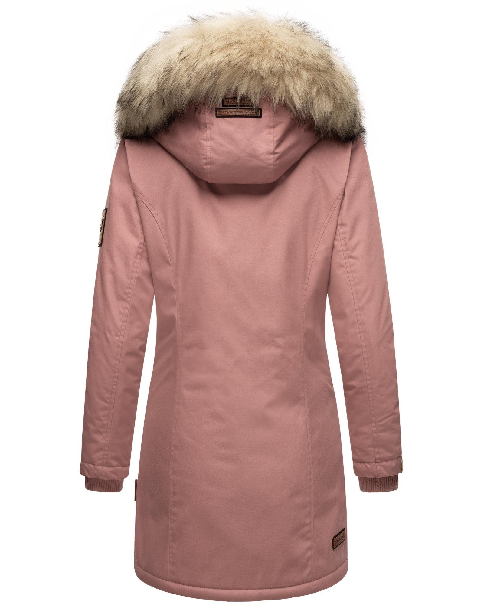 Navahoo Wintermantel Cristal stylischer Damen Winterparka mit Kunstfell-Kapuze