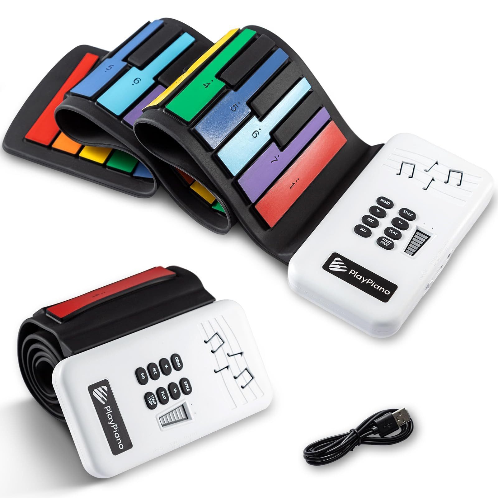 Youyijia Entertainer-Keyboard 49 Tasten Rollpiano Aufrollbare Tragbar 8 Töne 6 Pädagogische Demo