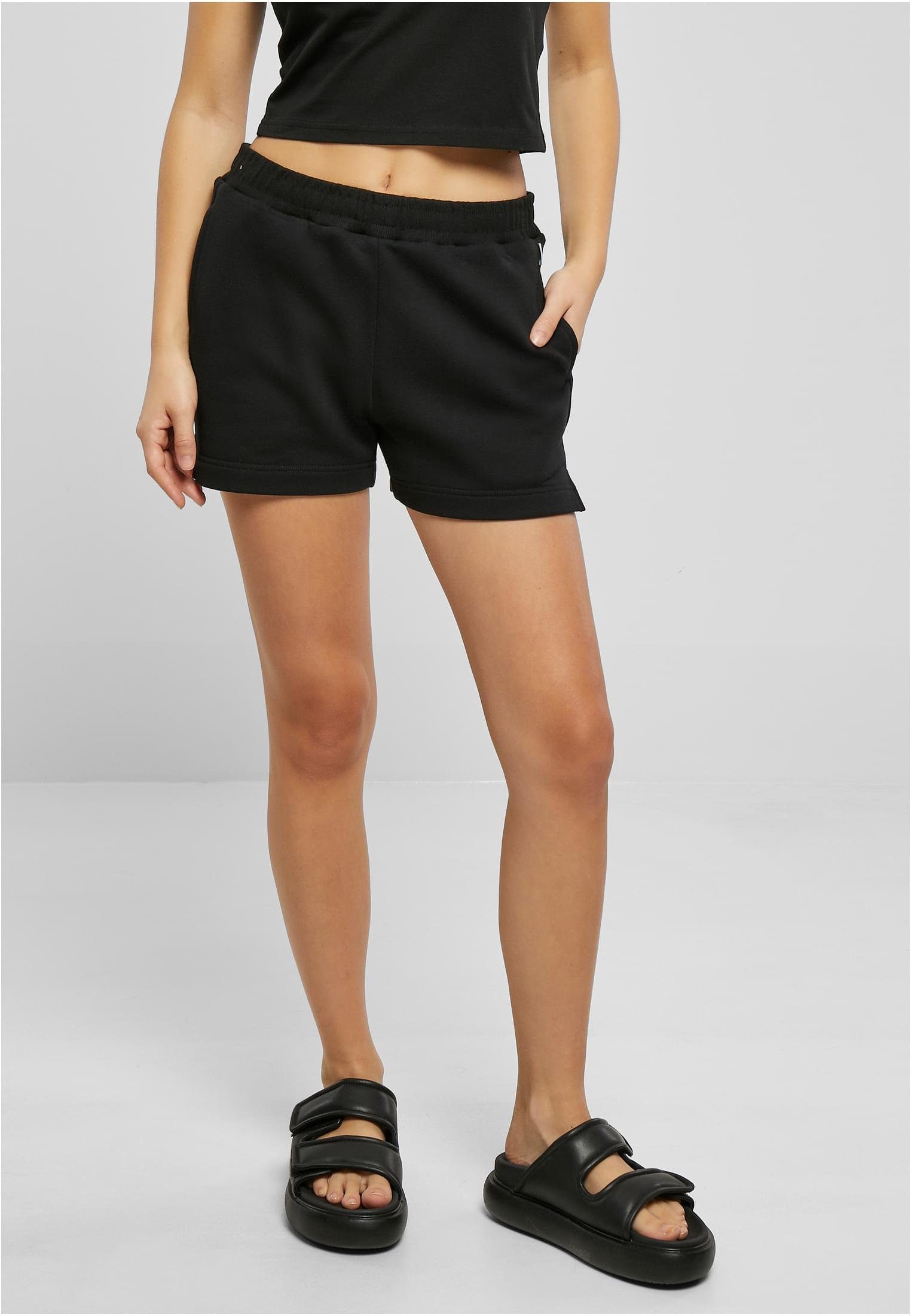 URBAN CLASSICS Sweatshorts Damen Ladies Organic Terry Shorts (1-tlg) black