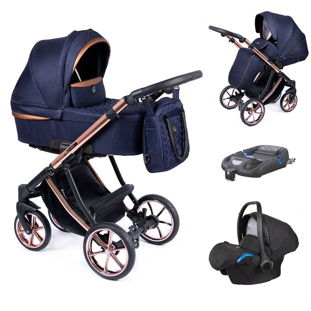 Hochwertige Qualität babies-on-wheels Kombi-Kinderwagen 1 14 Teile = in Gestell Navy - Dante 4 Farben Kinderwagen-Set kupfer in - 16
