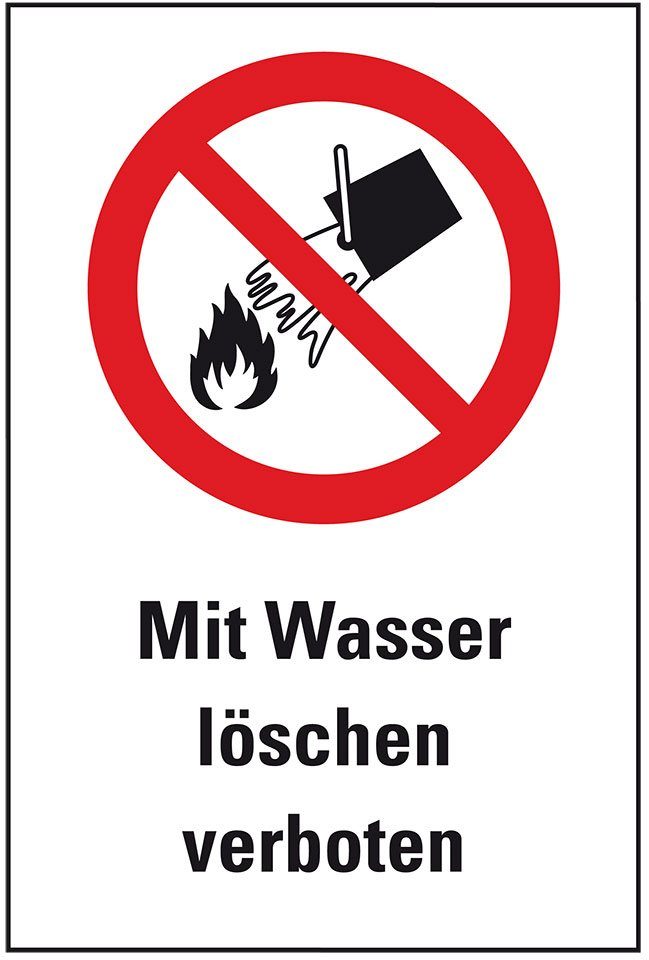 König Werbeanlagen Hinweisschild Mit Wasser löschen verboten,ASR/ISO,Kunststoff,200x300mm