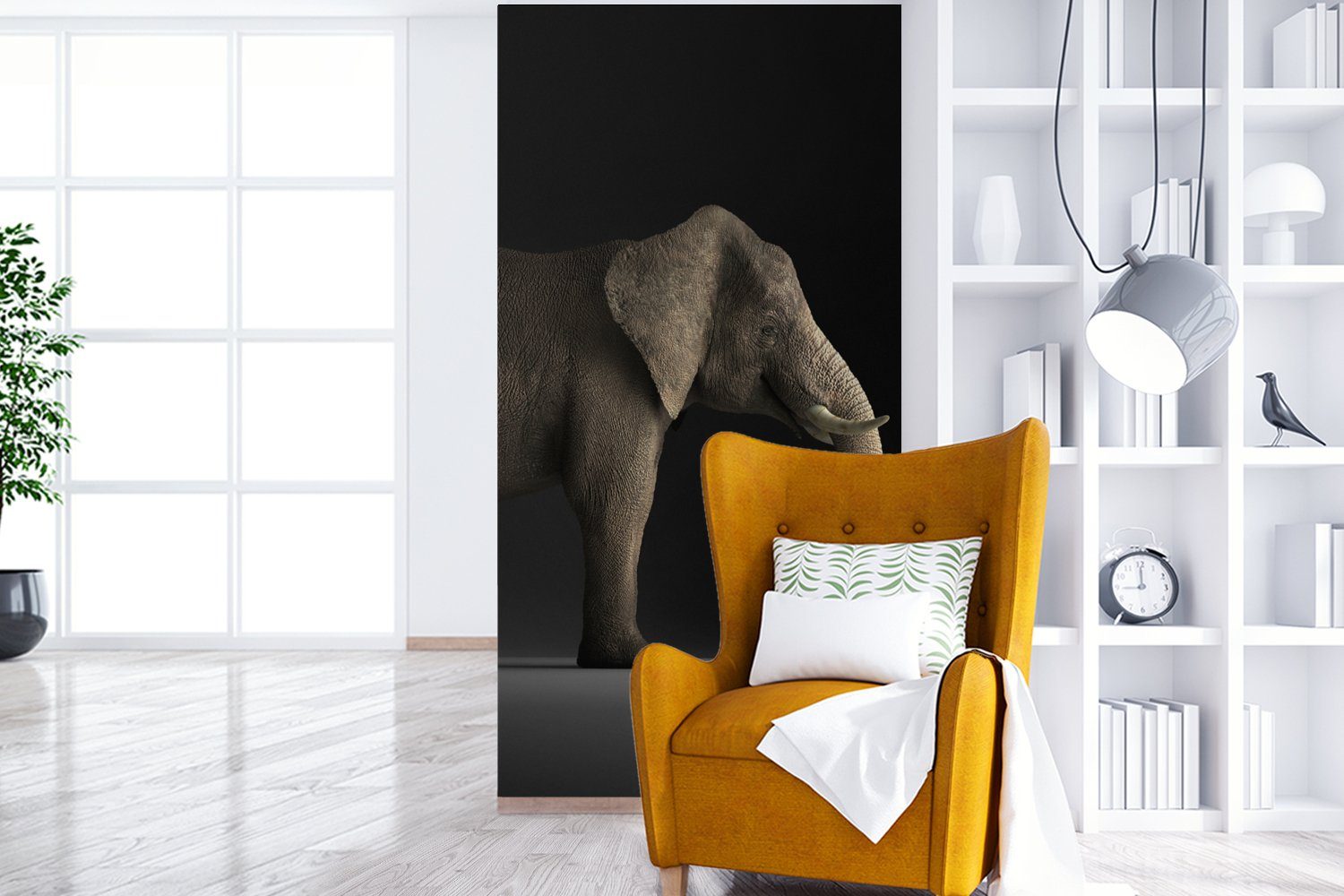 Küche, - bedruckt, Fototapete Fototapete Elefant St), MuchoWow (2 Vliestapete für Schlafzimmer Wohnzimmer Tiere Matt, - Licht,