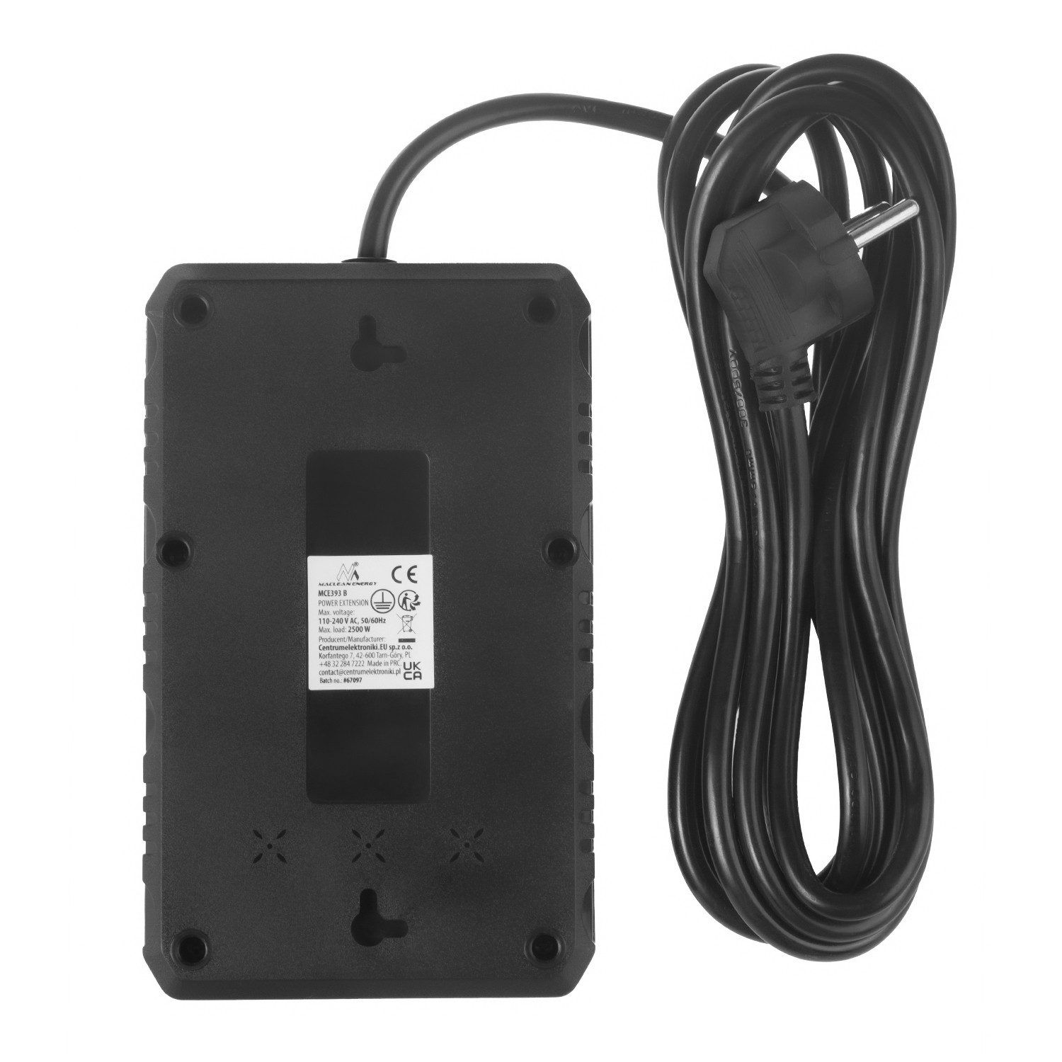 Maclean 4 Steckdosen 2500W 3xUSB Mehrfachsteckdose 4-fach (Kabellänge 3 m), 110-240V AC 50/60Hz, 2.1A