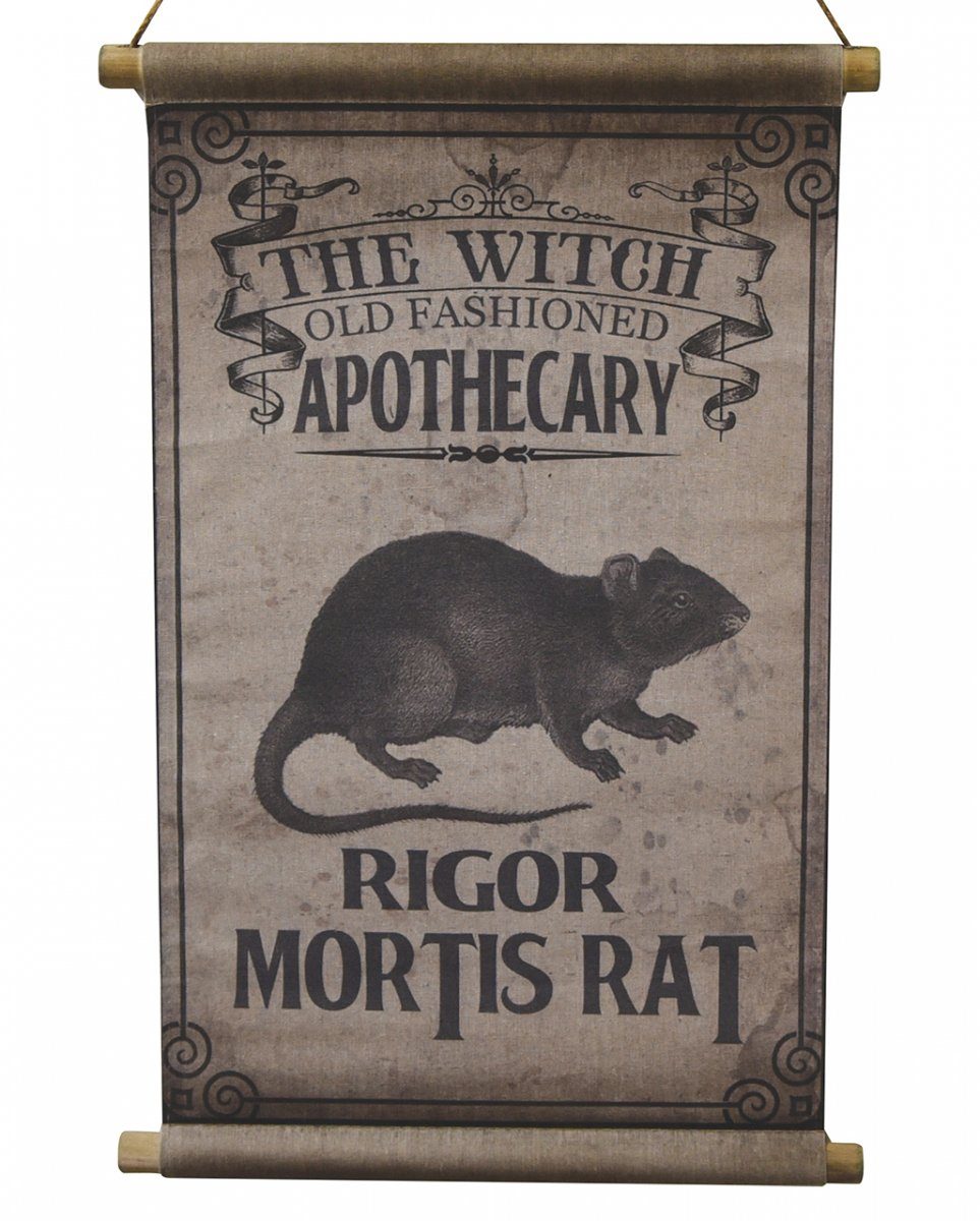Hängedekoration Vintage Deko Schriftrolle mit Ratte als Motiv 66cm