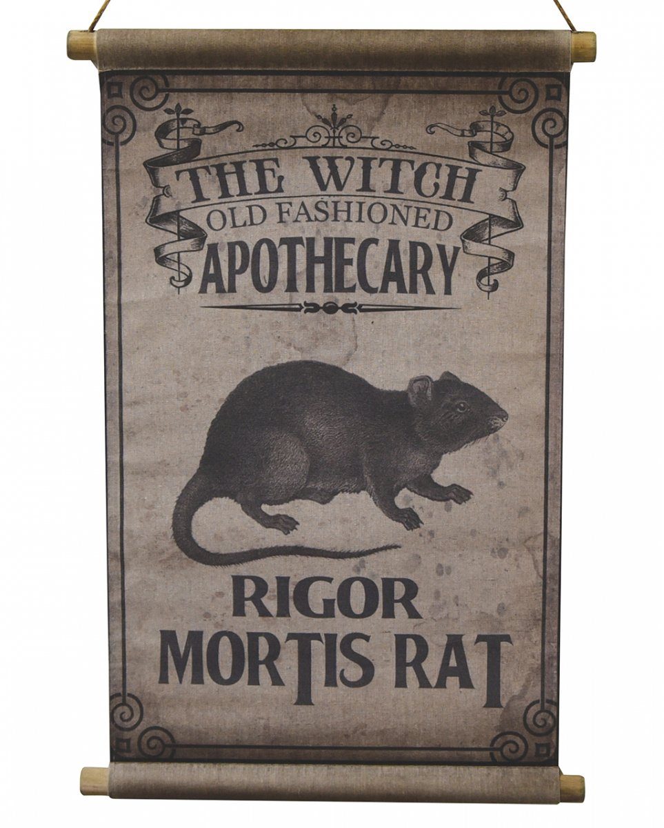 Horror-Shop Hängedekoration Vintage Deko Schriftrolle mit Ratte als Motiv 66cm