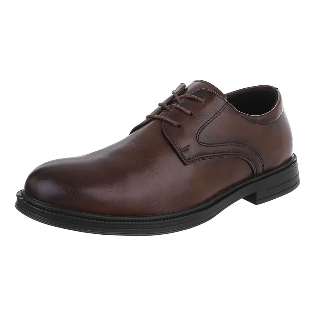 Coolwalk Herrenschnürschuh elegant in Lederoptik Schnürschuh (91917808) Blockabsatz Business-Schuhe in Braun