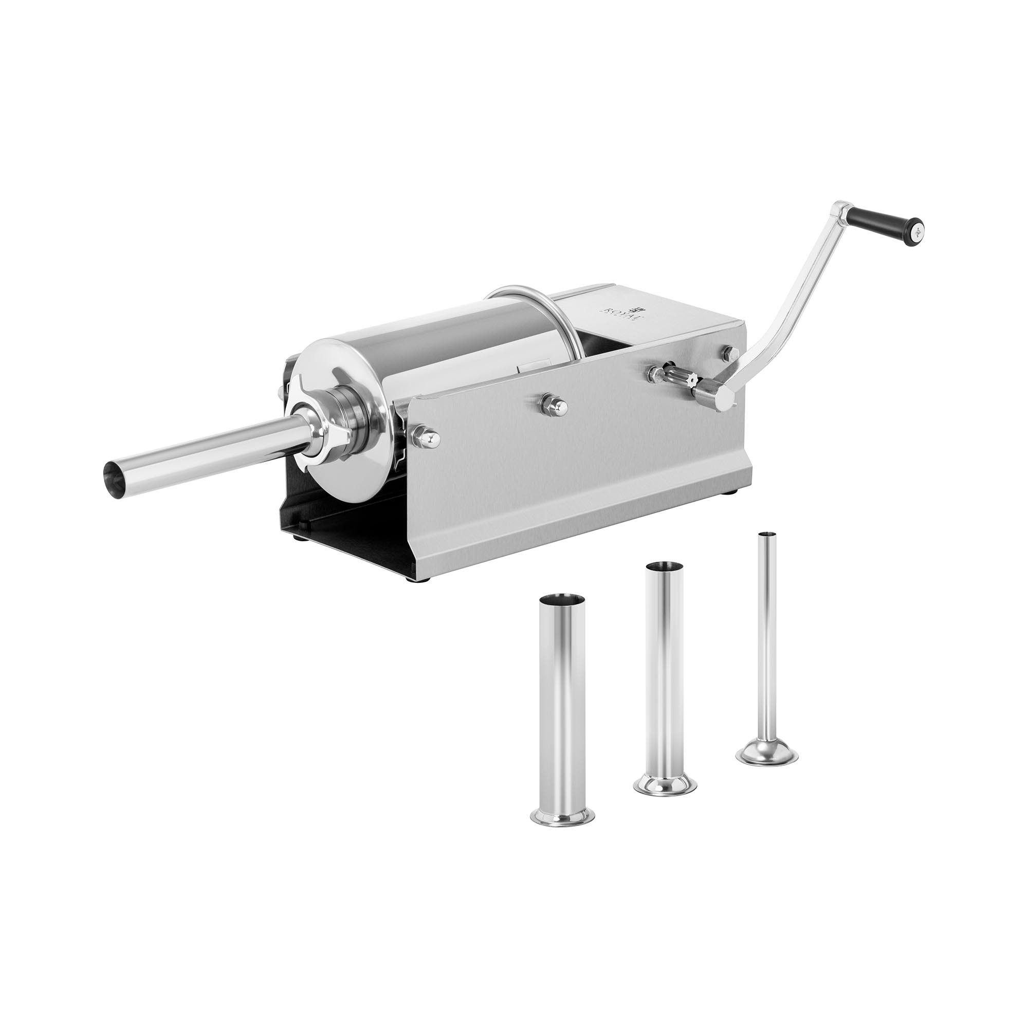 Royal Catering Wurstfüllaufsatz 3 L Wurstfüller horizontal Wurstfüllmaschine Wurstpresse Edelstahl, verschiedene Größen