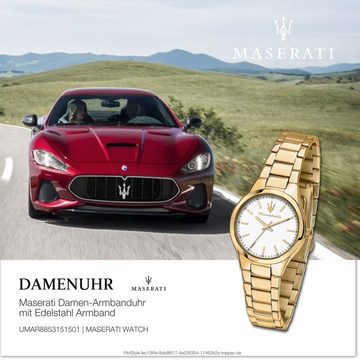 MASERATI Quarzuhr Maserati Damenuhr Attrazione Analog, Damenuhr rund, klein (ca. 30mm) Edelstahlarmband, Made-In Italy