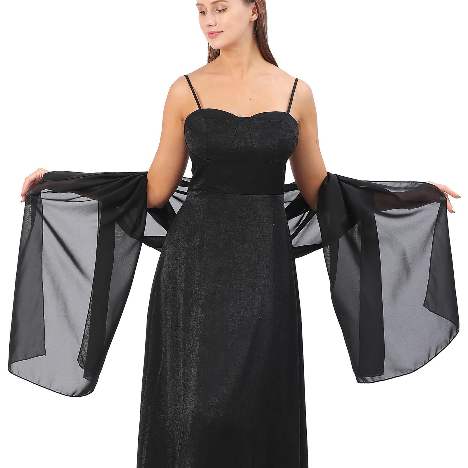 FOUORTUNATE-BEE Modeschal Elegante Damen-Stola aus Chiffon, leichter Schal für Abendkleider, Weicher Hochzeitsschal für Damen, dünner Umhang für Kleid & Party – Bild 4 von 5